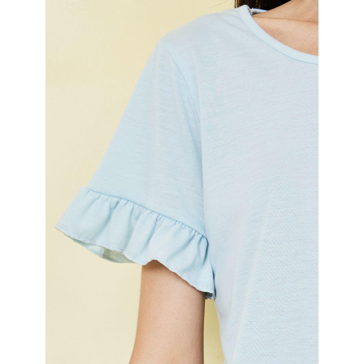 Styli Unwind Ruffle Sleeves T-shirt and Floral Print Wide Leg Pyjama Set-women-clothing-nightwear-pyjamas-longsets-image-4