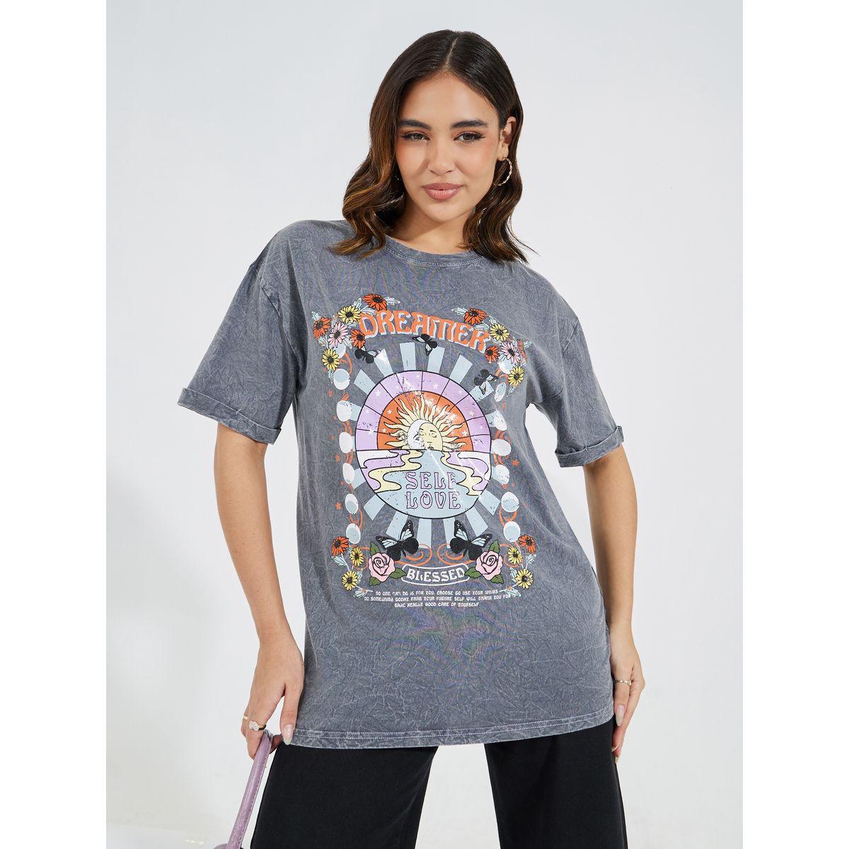 Styli Acid Wash Dreamer Graphic Oversized Longline T-Shirt-women-clothing-tshirts-image-1