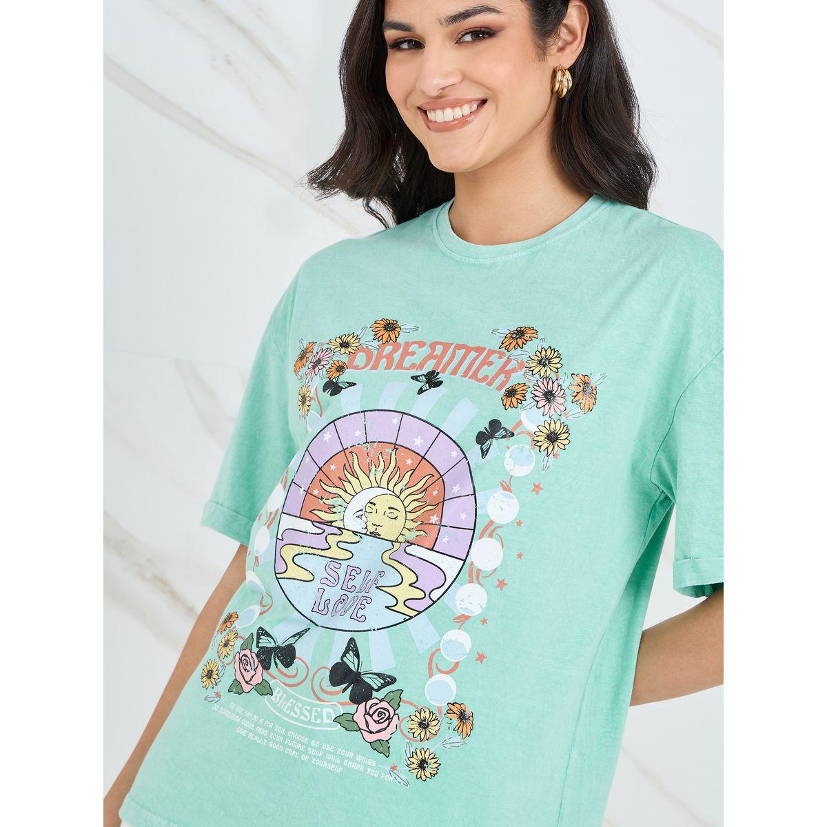 Styli Oversized Acid Wash Dreamer Graphic Longline T-Shirt-women-clothing-tshirts-image-3