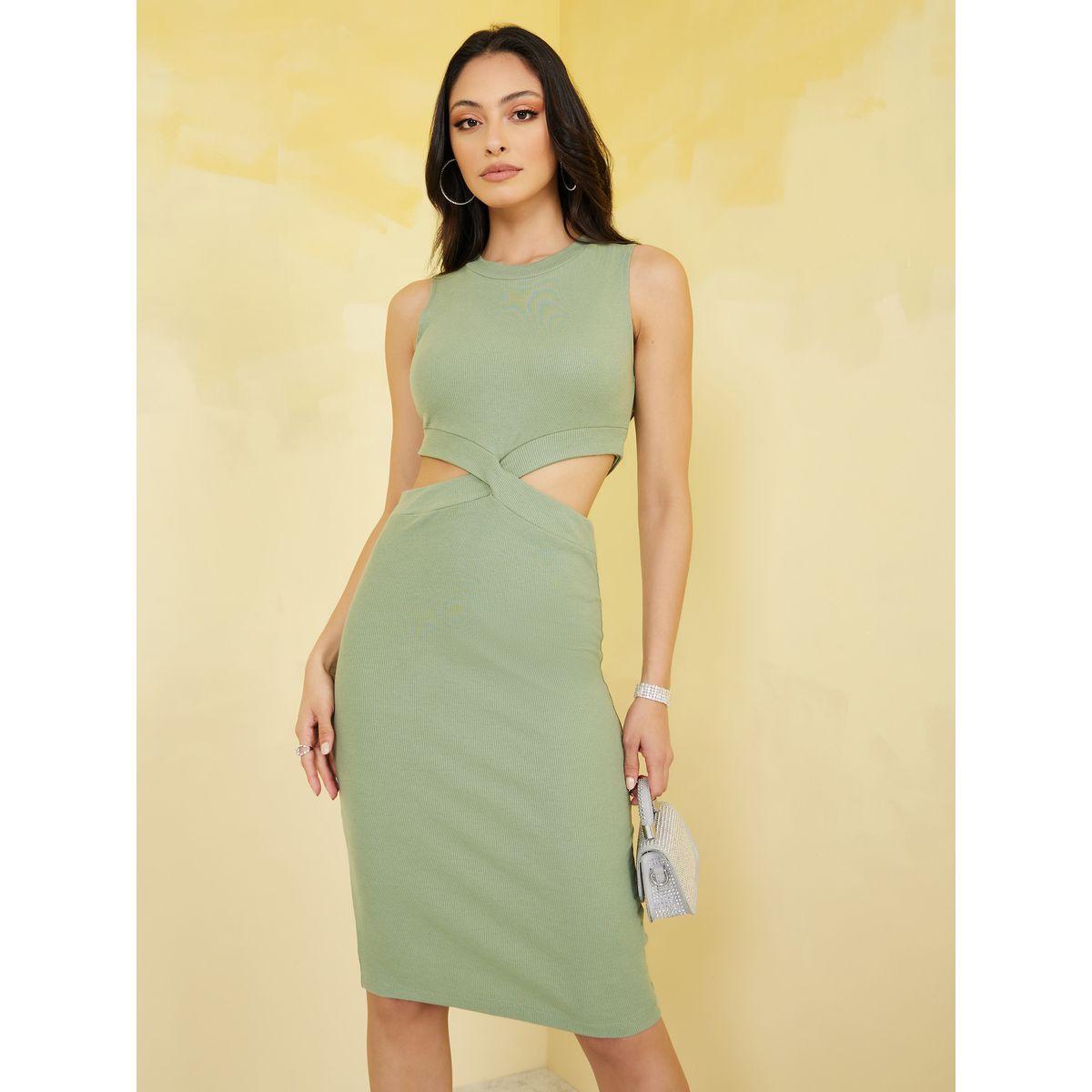 Styli Ribbed Cut Out Bodycon Midi Dress-women-clothing-dresses-image-1