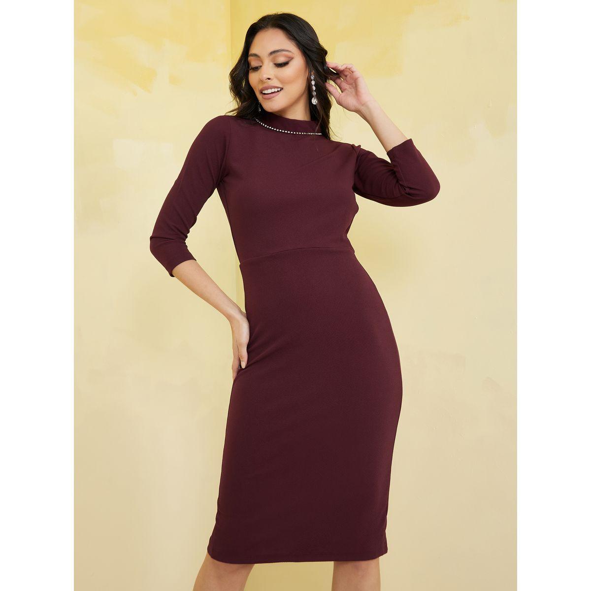 Styli Low V Back Detail Embellished Bodycon Dress-women-clothing-dresses-image-1
