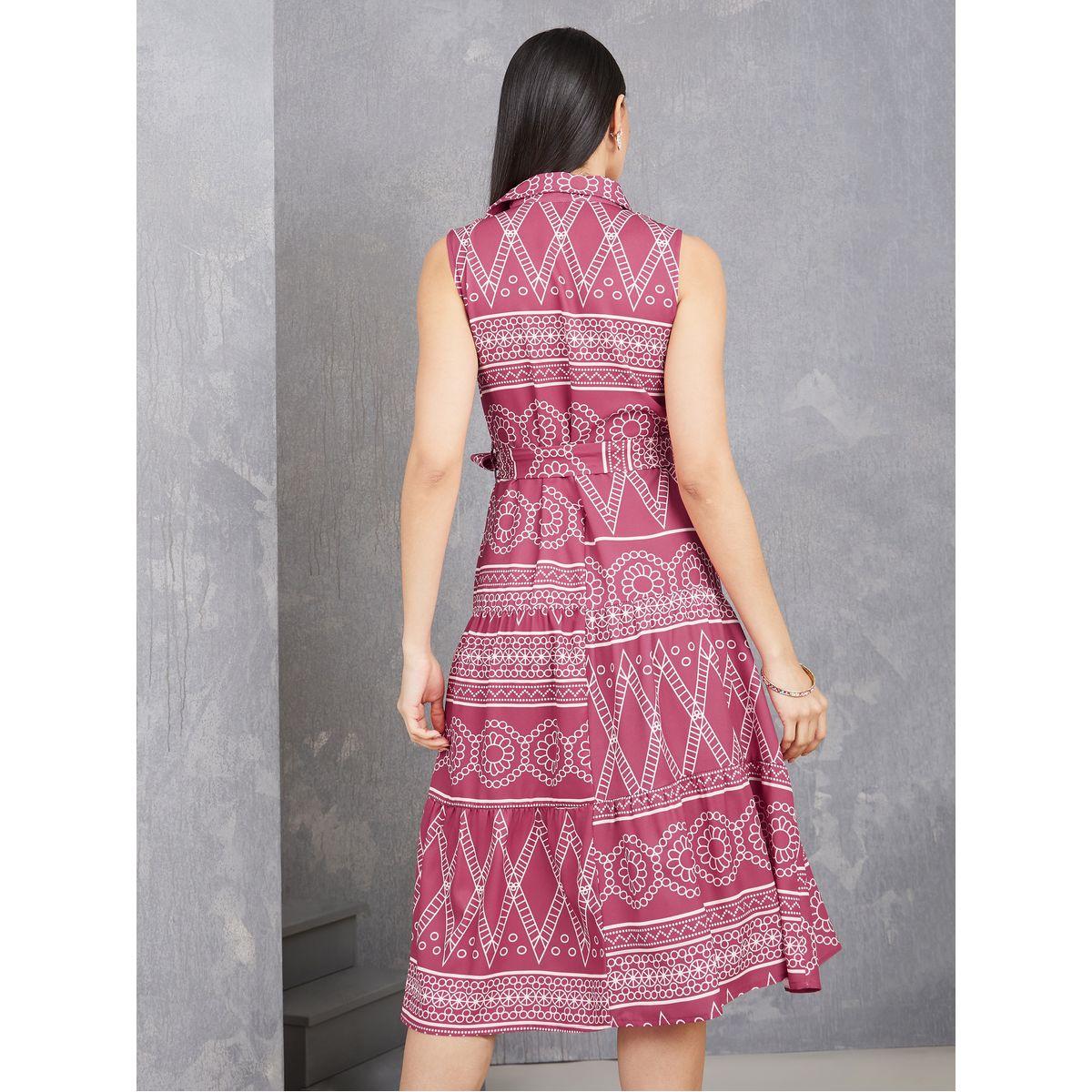 Styli Geo Print Collared Sleeveless Midi Dress-women-clothing-dresses-image-4