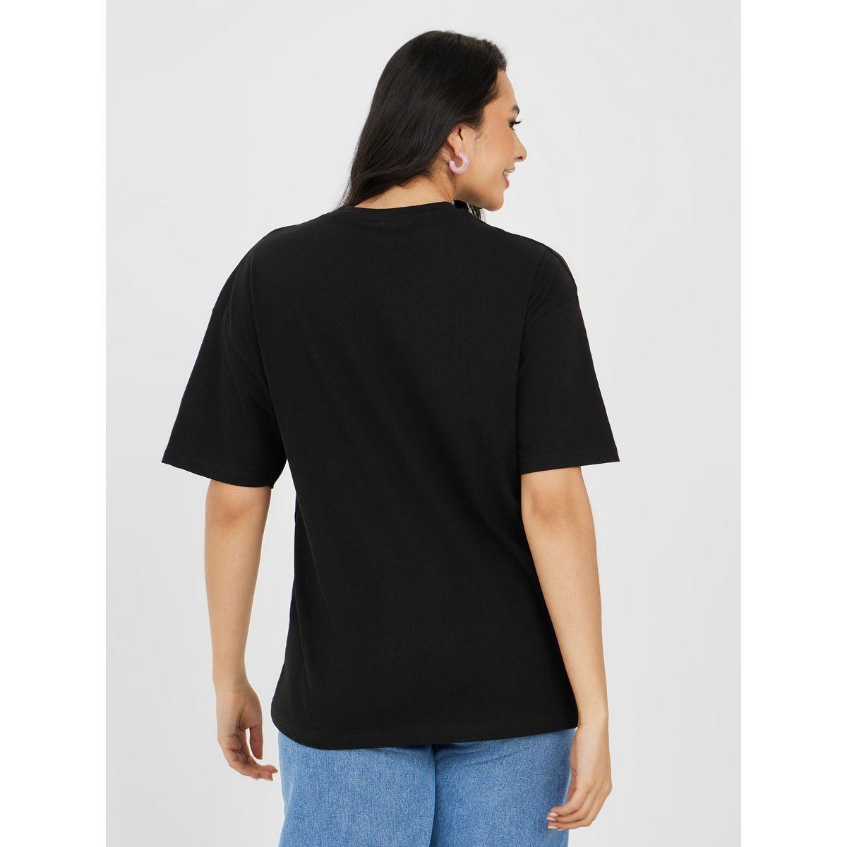 تيشيرت طويل مطبع بكتابة-women-clothing-tshirts-image-5