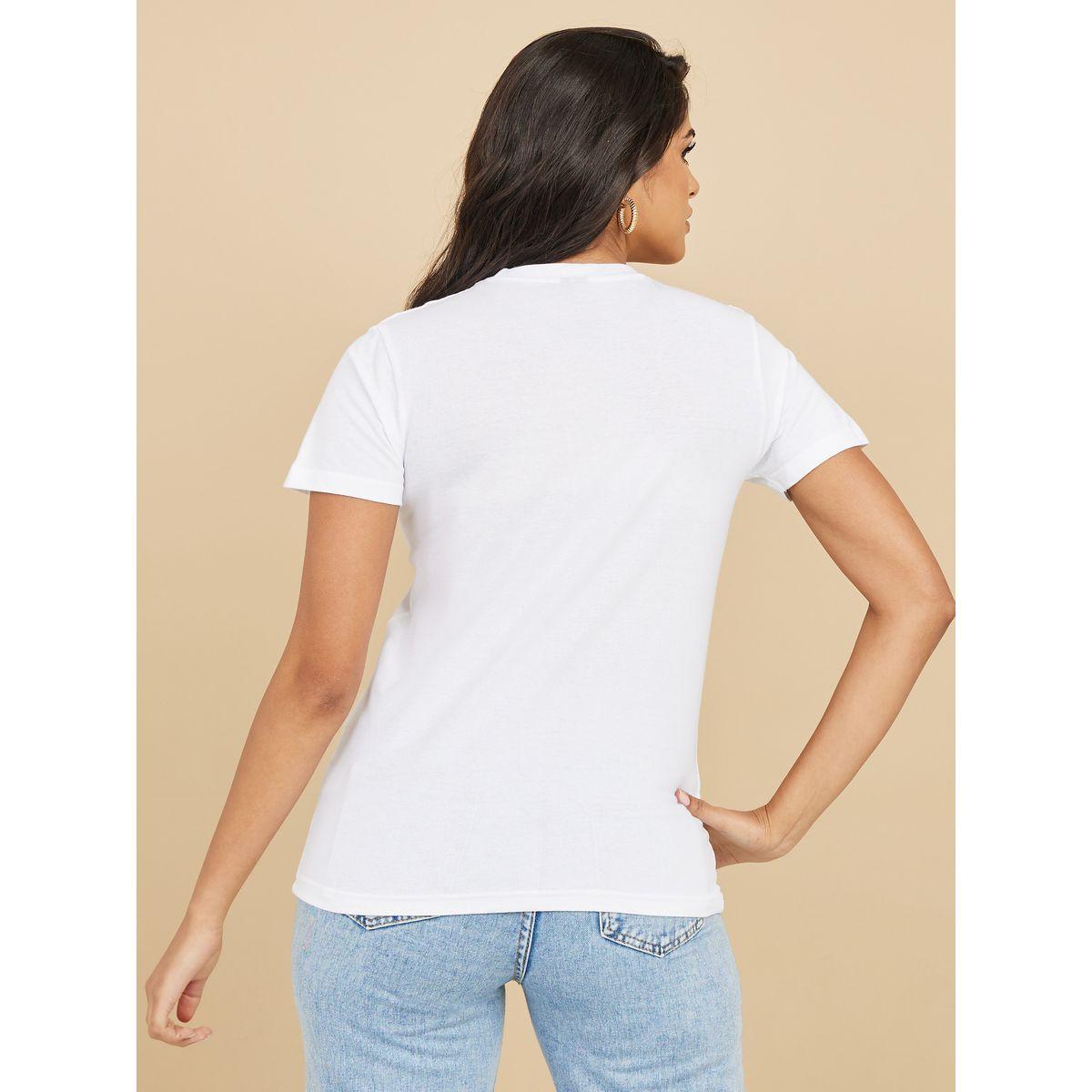 تيشيرت بقصة عادية مطبع بكتابة-women-clothing-tshirts-image-5