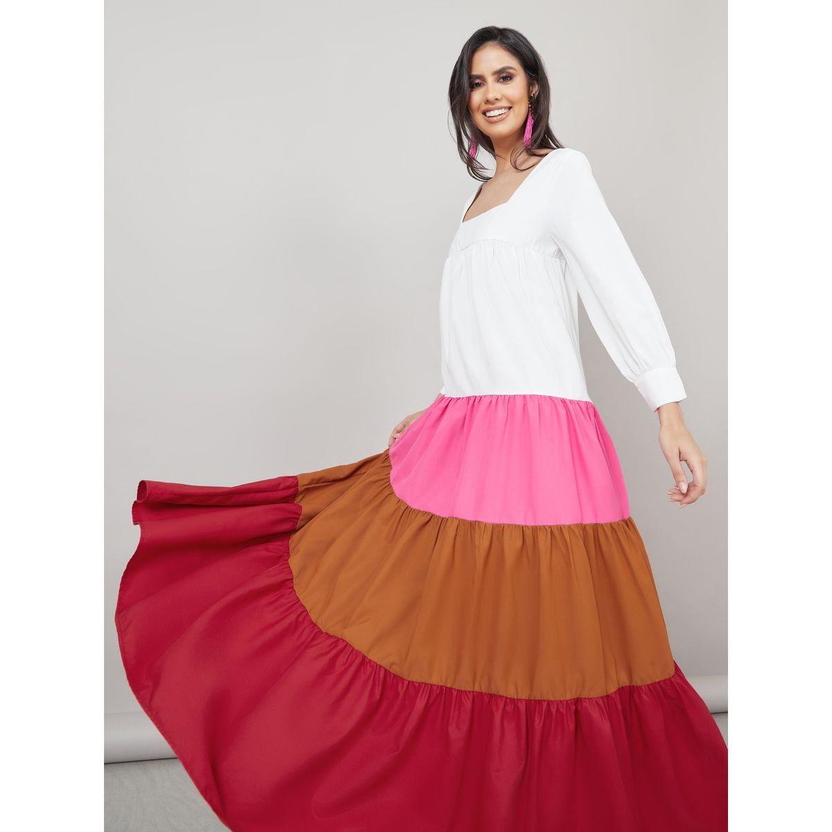 Styli Square Neck Colorblock Tiered Maxi Dress-women-clothing-dresses-image-1