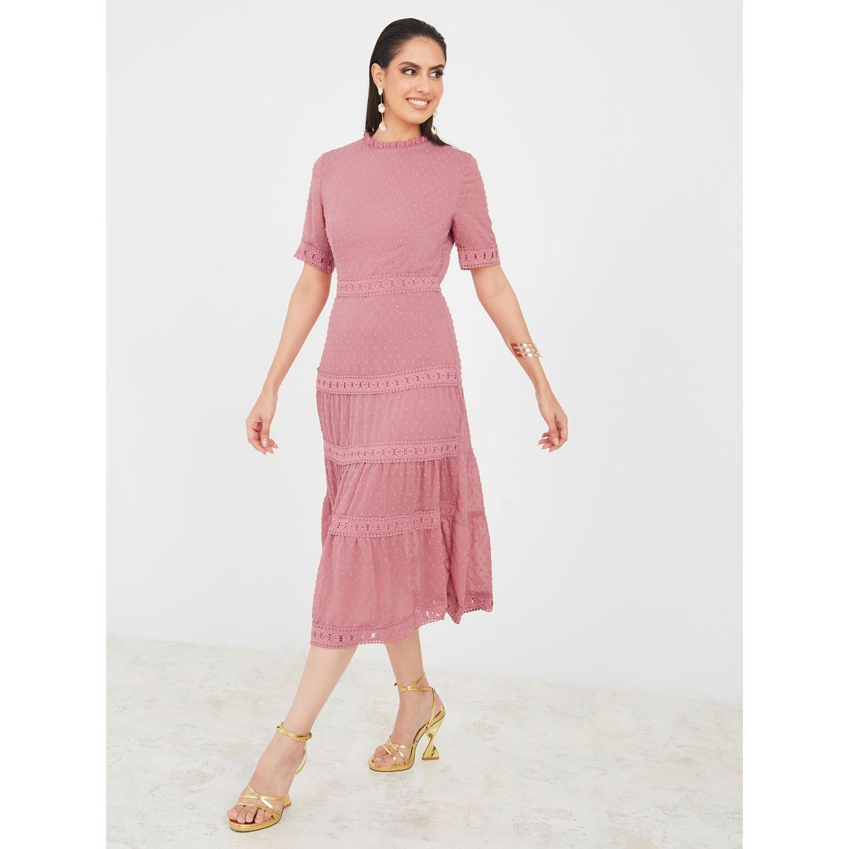 فستان ميدي بكسرات وتداخلات دانتيل-women-clothing-dresses-image-2