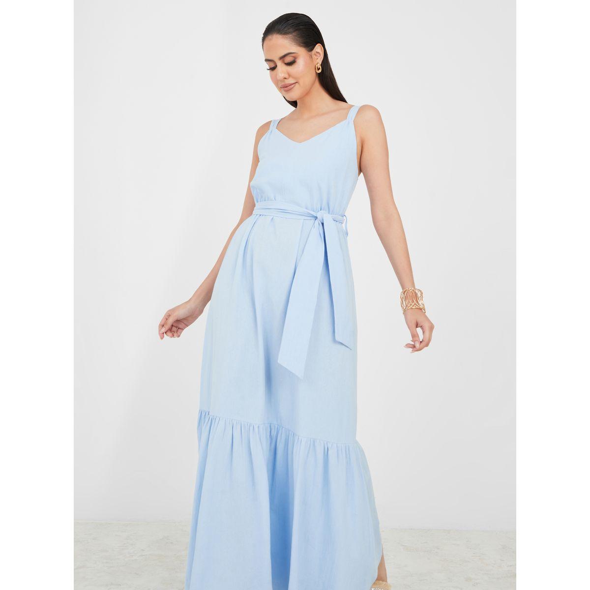 فستان طويل بكسرات بلا اكمام-women-clothing-dresses-image-2