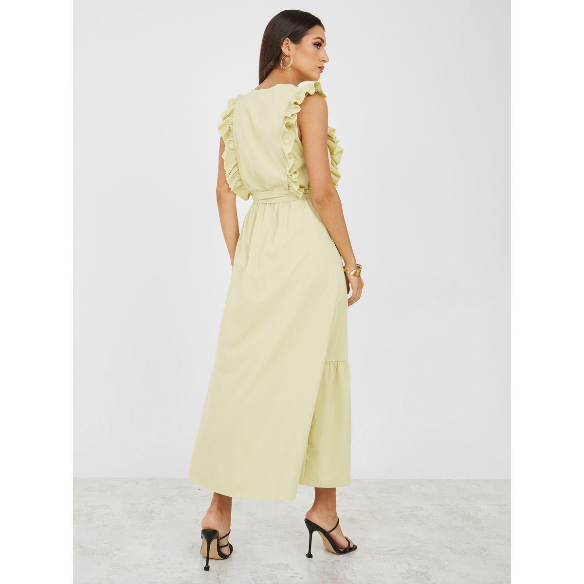 Styli Ruffle Trim V Neck A-Line Maxi Dress-women-clothing-dresses-image-4