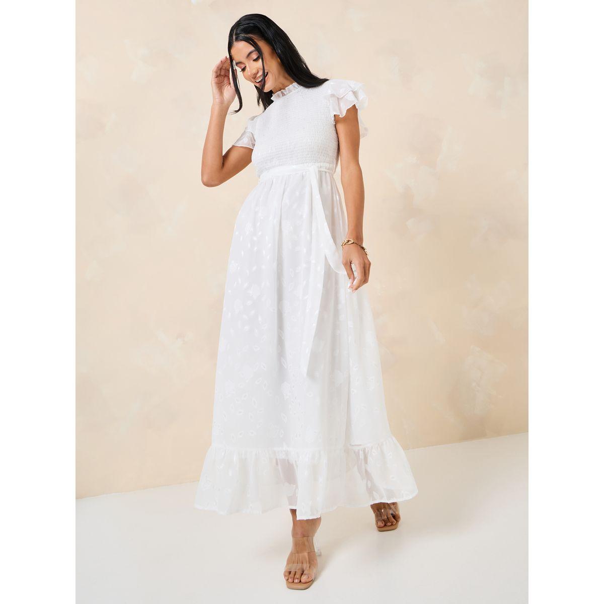 Styli Jacquard High Neck A-Line Maxi Dress-women-clothing-dresses-image-1