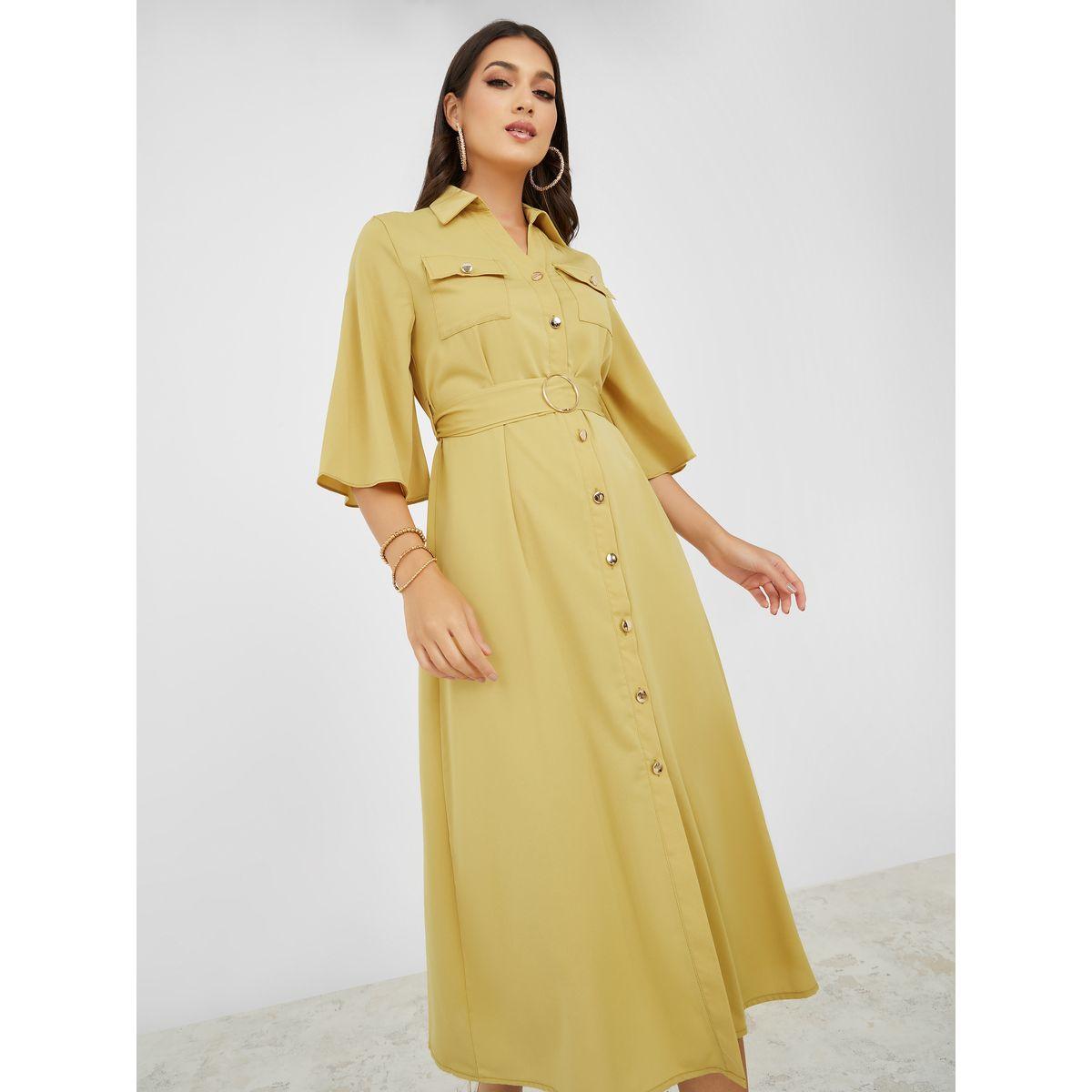 فستان ميدي بجيوب بطية إغلاق-women-clothing-dresses-image-1