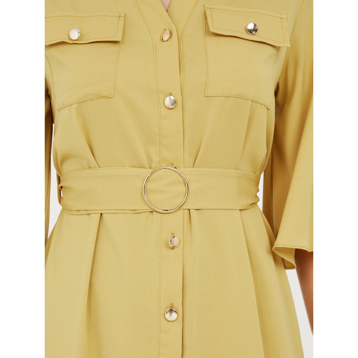 Styli Flap Pocket Belted Shirt Midi Dress-women-clothing-dresses-image-3