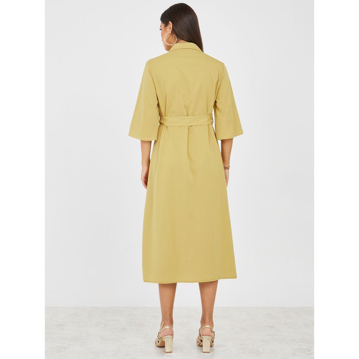 Styli Flap Pocket Belted Shirt Midi Dress-women-clothing-dresses-image-4