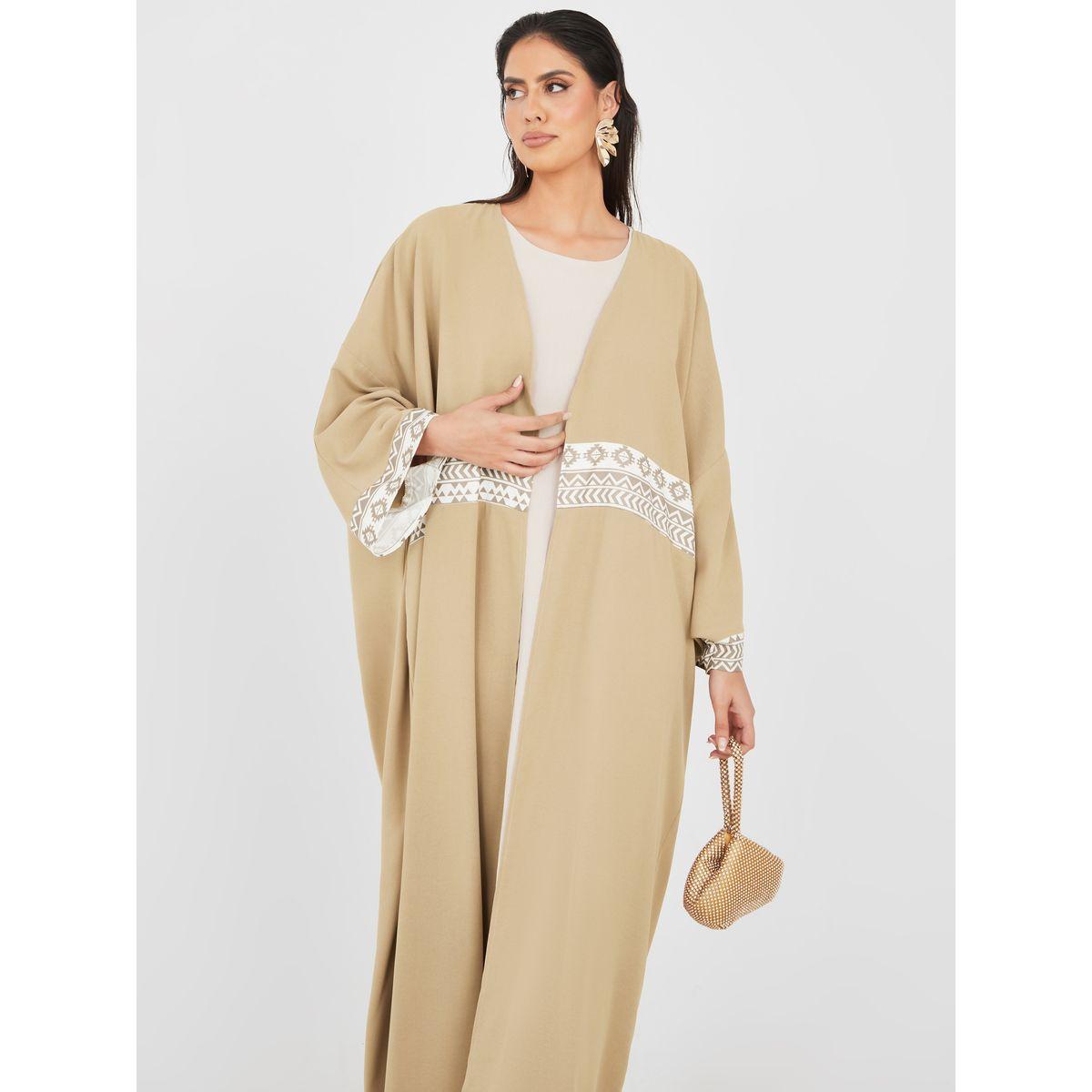 عباية مطبعة بشريط من الامام-women-arabicclothing-abayas-image-2