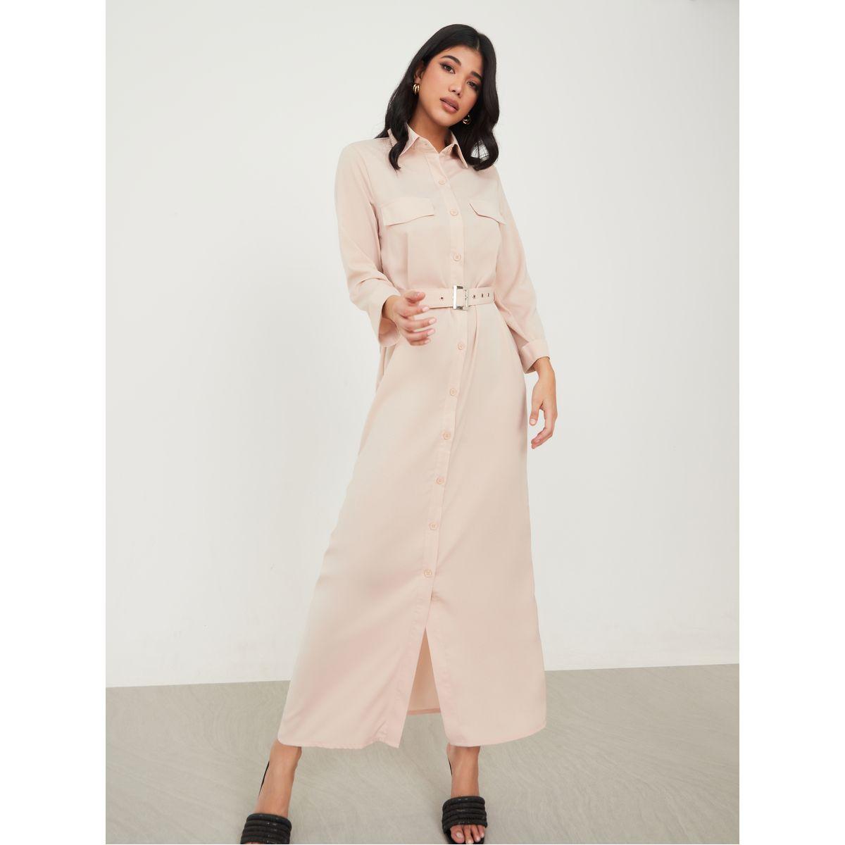 فستان طويل مزين بجيوب بطية-women-clothing-dresses-image-2