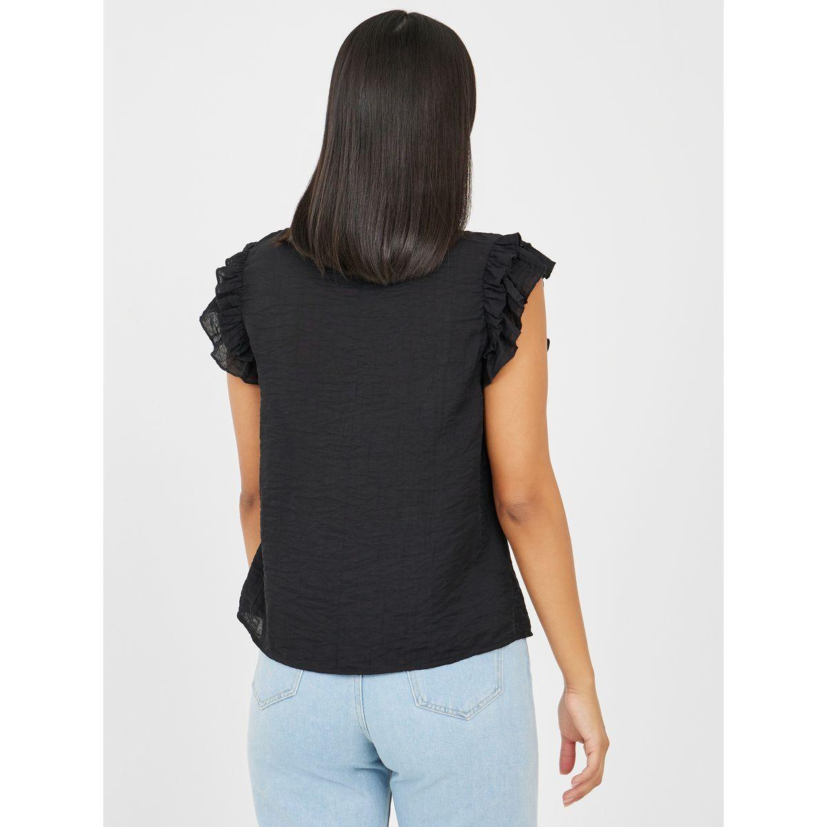 Styli Ruffle Sleeves Tie Up Neck Regular Fit Blouse-women-clothing-shirtsandblouses-blouses-image-4