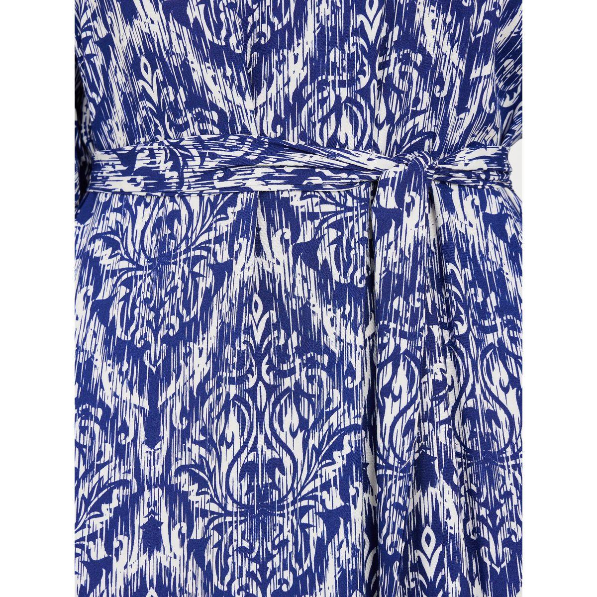 Styli Damask AOP Self Tie Belt A-Line Midi Dress-women-clothing-dresses-image-3