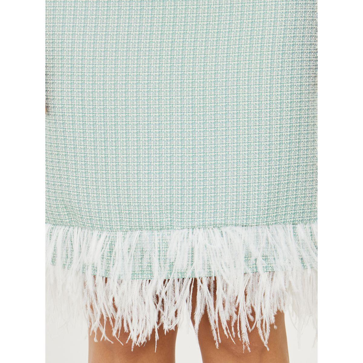 Styli Faux Feather Trim Tweed Sheath Knee Length Dress-women-clothing-dresses-image-3