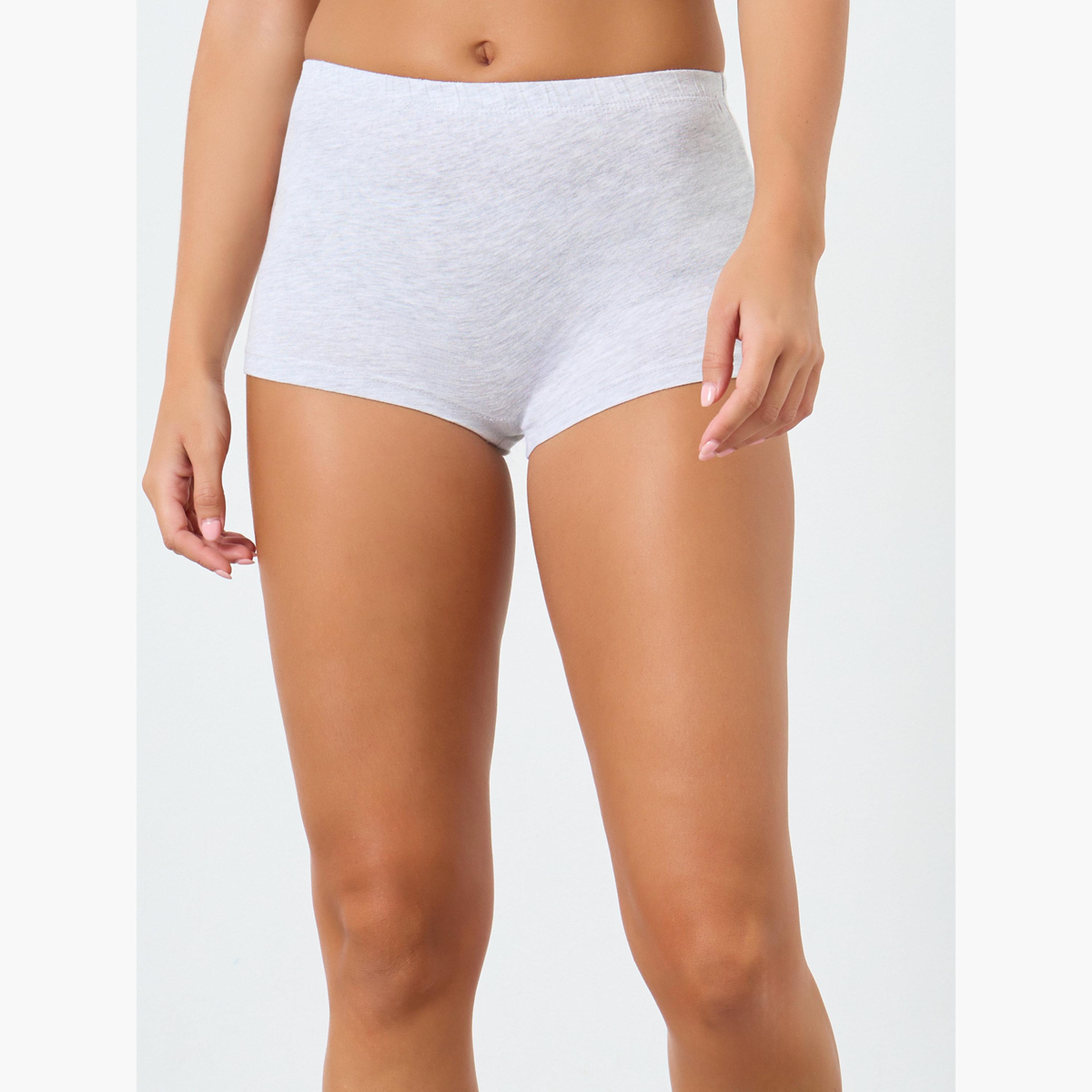 Styli Pack of 4 - Solid Cotton Elastic Waistband Boyshorts-women-clothing-lingerie-panties-image-5
