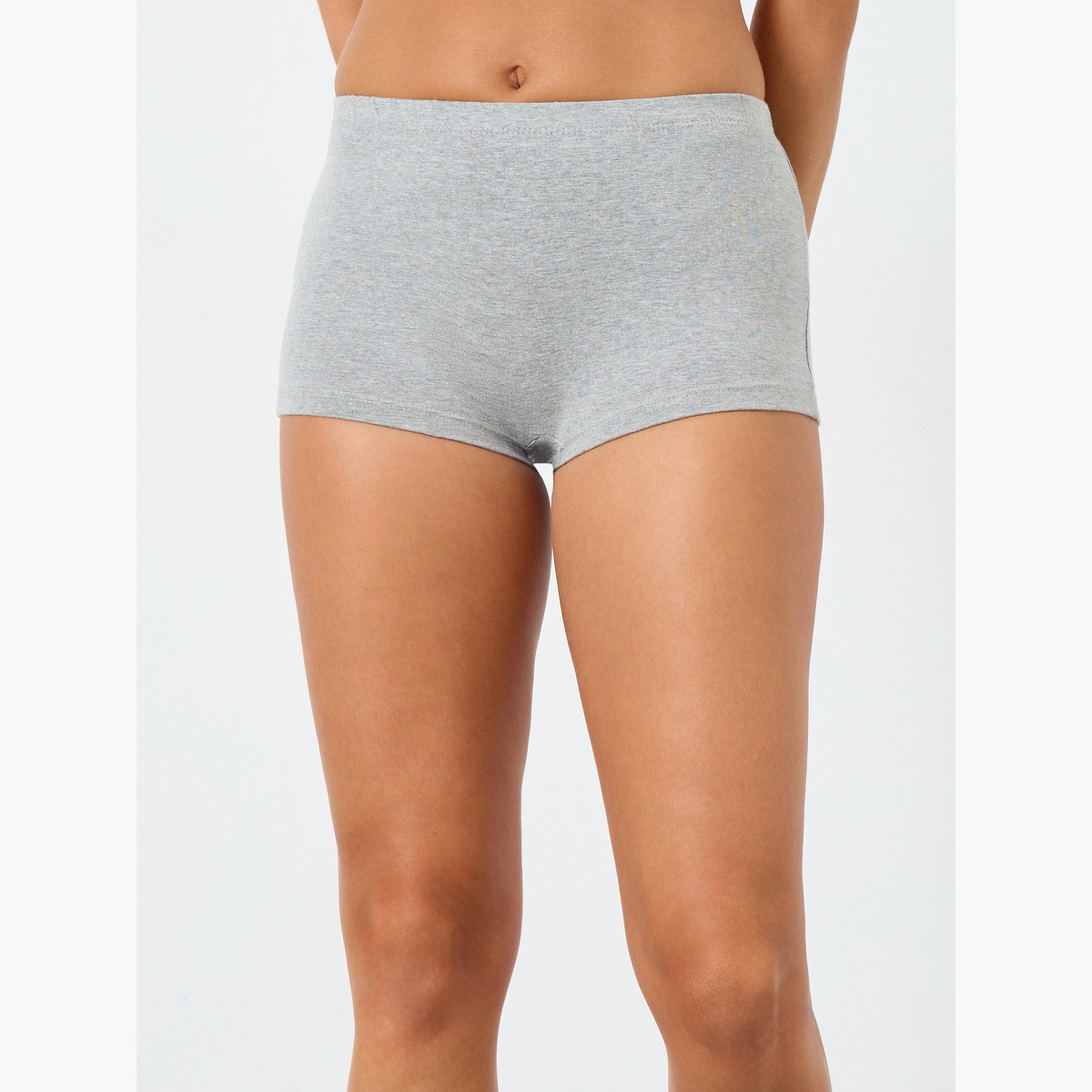 Styli Pack of 4 - Solid Cotton Elastic Waistband Boyshorts-women-clothing-lingerie-panties-image-6
