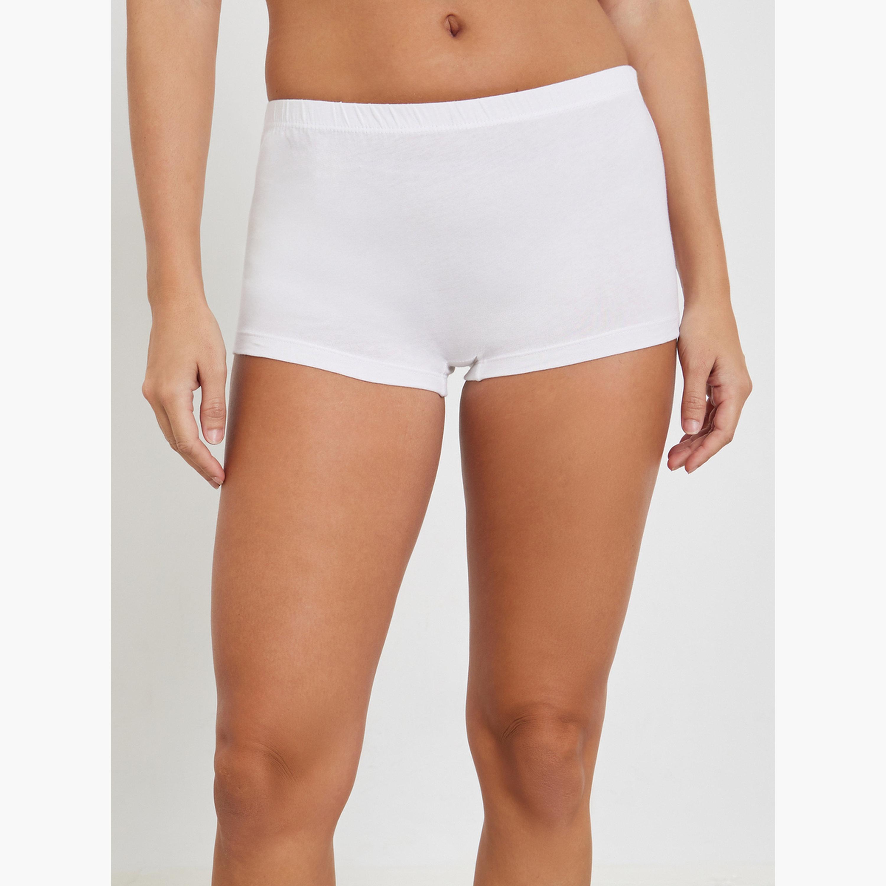 ستايلي - مجموعة نسائية من 4 قطع - شورتات قصيرة للأولاد لقطن سادة بحزام خصر مطاطي-women-clothing-lingerie-panties-image-2