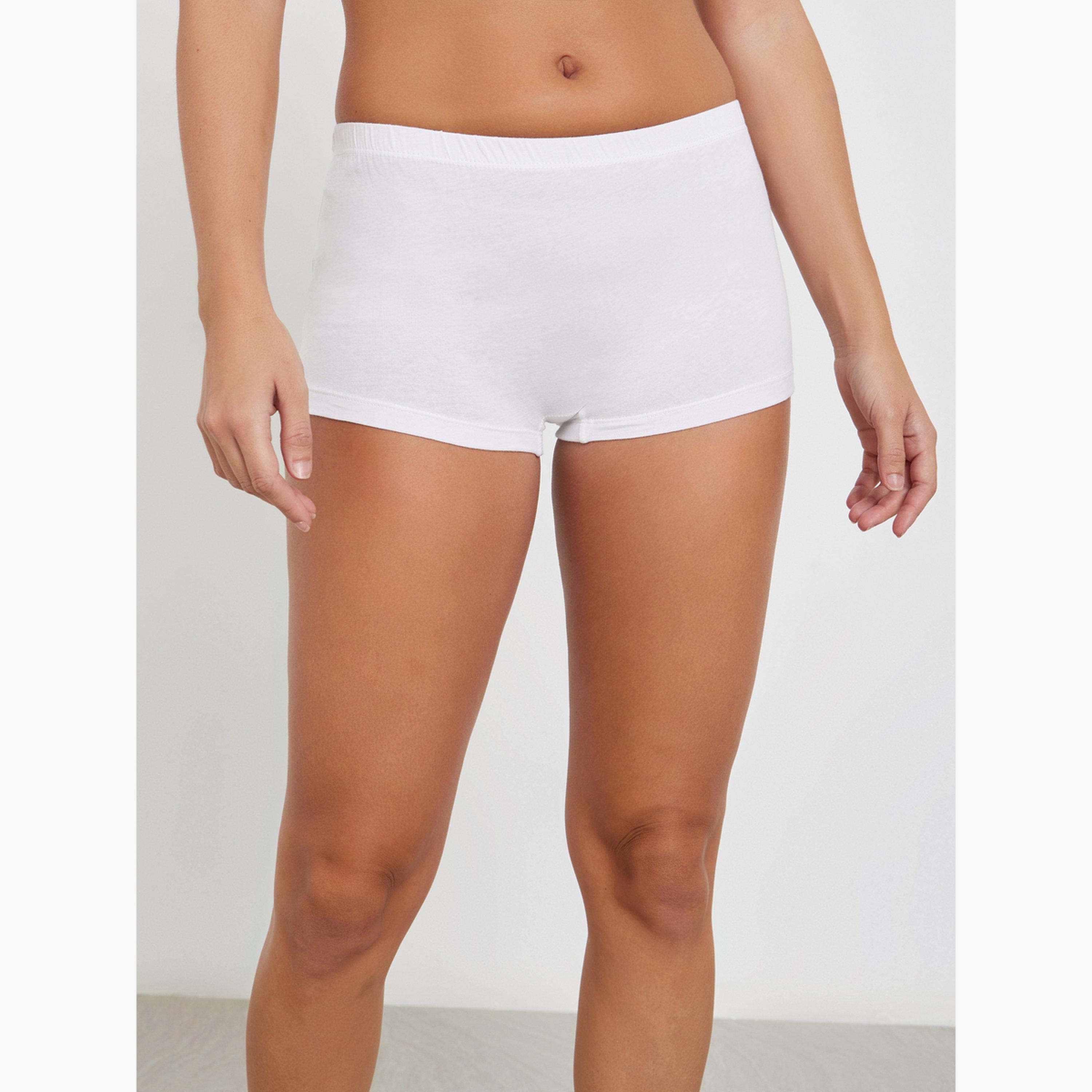 ستايلي - مجموعة نسائية من 4 قطع - شورتات قصيرة للأولاد لقطن سادة بحزام خصر مطاطي-women-clothing-lingerie-panties-image-4