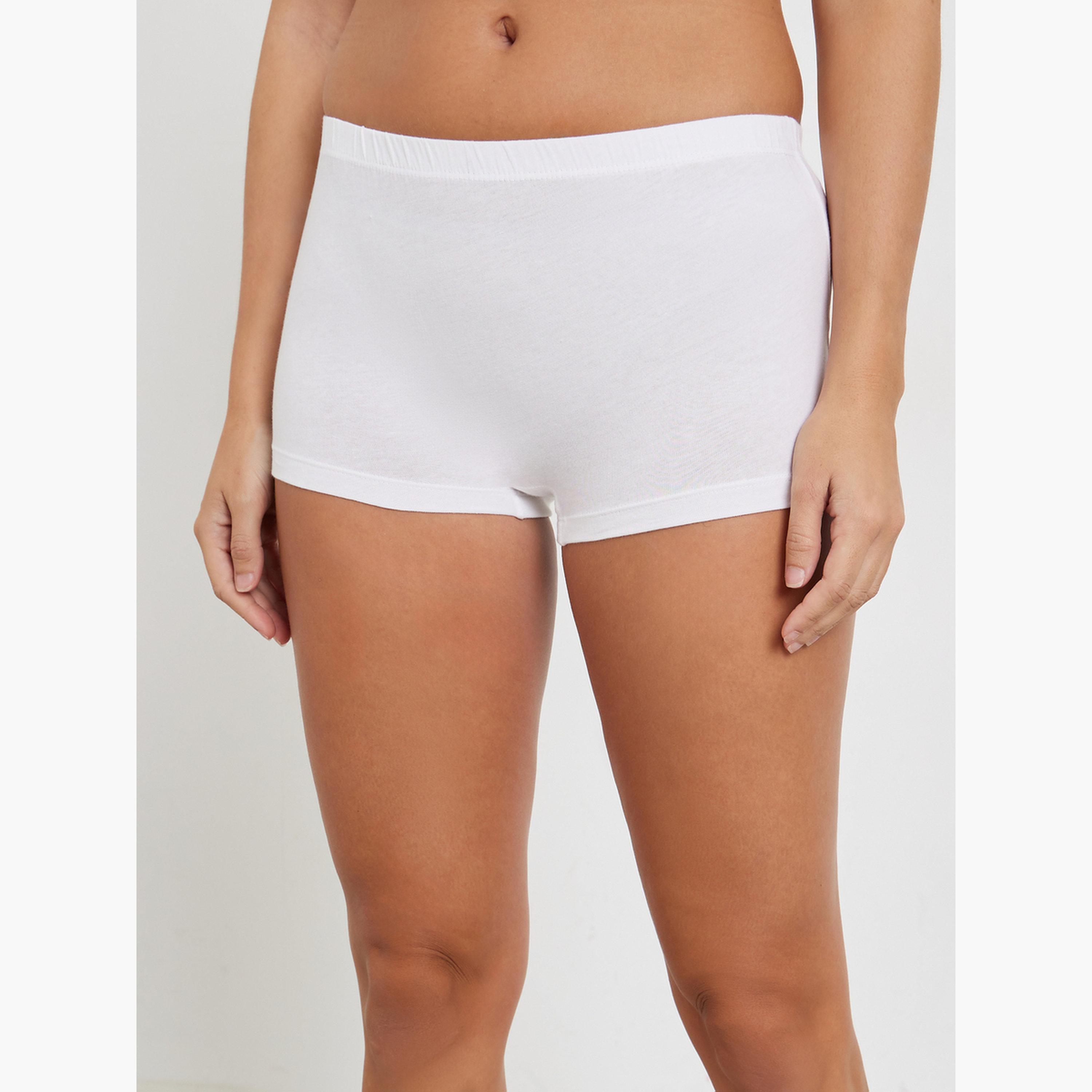 ستايلي - مجموعة نسائية من 4 قطع - شورتات قصيرة للأولاد لقطن سادة بحزام خصر مطاطي-women-clothing-lingerie-panties-image-5