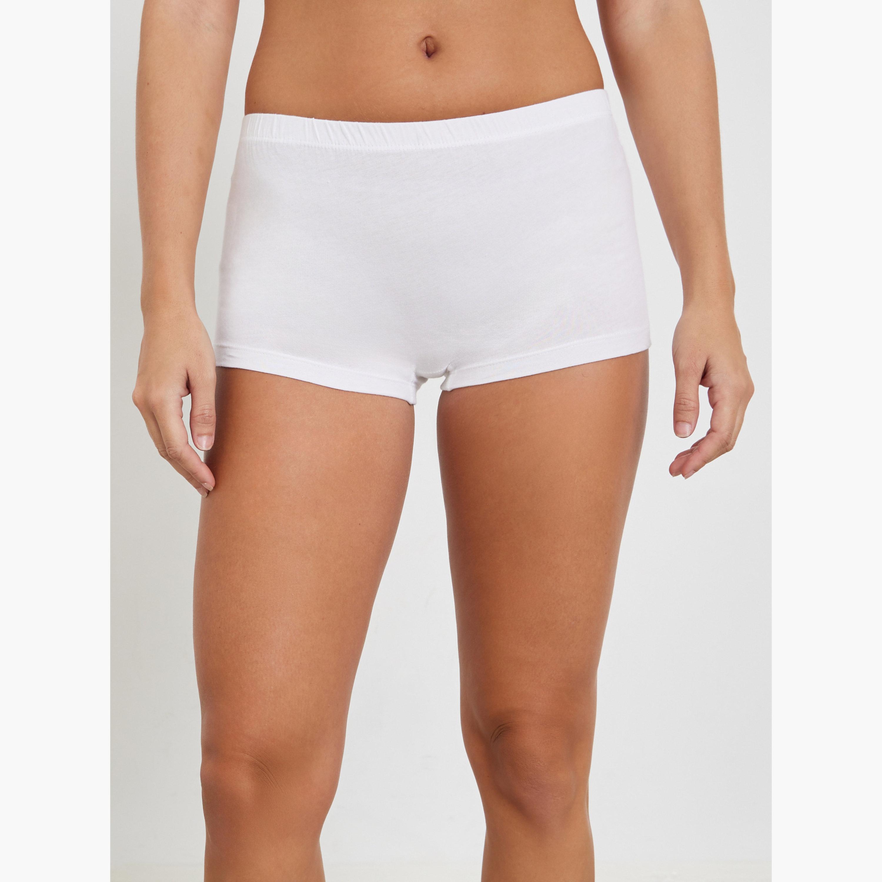 ستايلي - مجموعة نسائية من 4 قطع - شورتات قصيرة للأولاد لقطن سادة بحزام خصر مطاطي-women-clothing-lingerie-panties-image-6