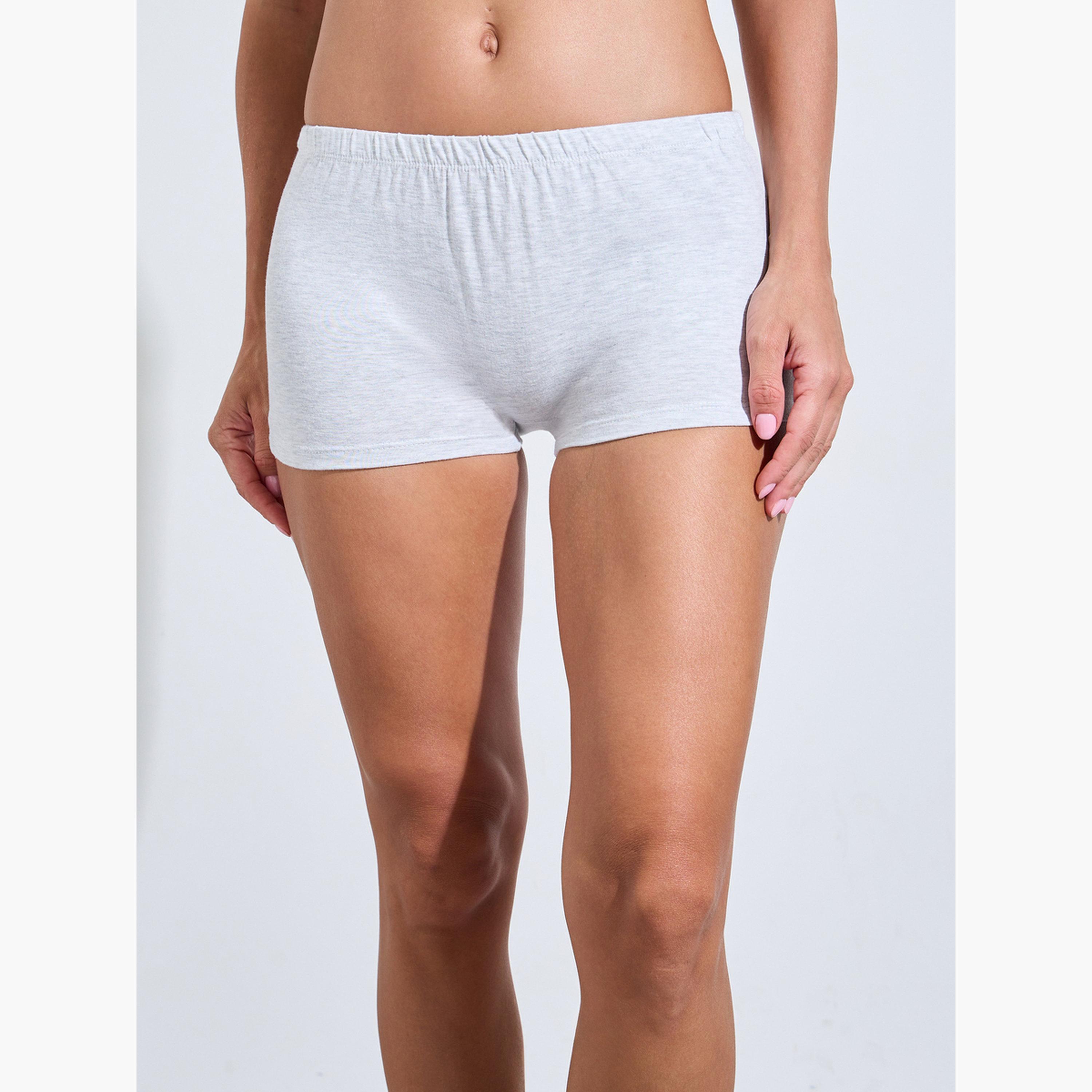 Styli Pack of 4 - Solid Cotton Elastic Waistband Boyshorts-women-clothing-lingerie-panties-image-5