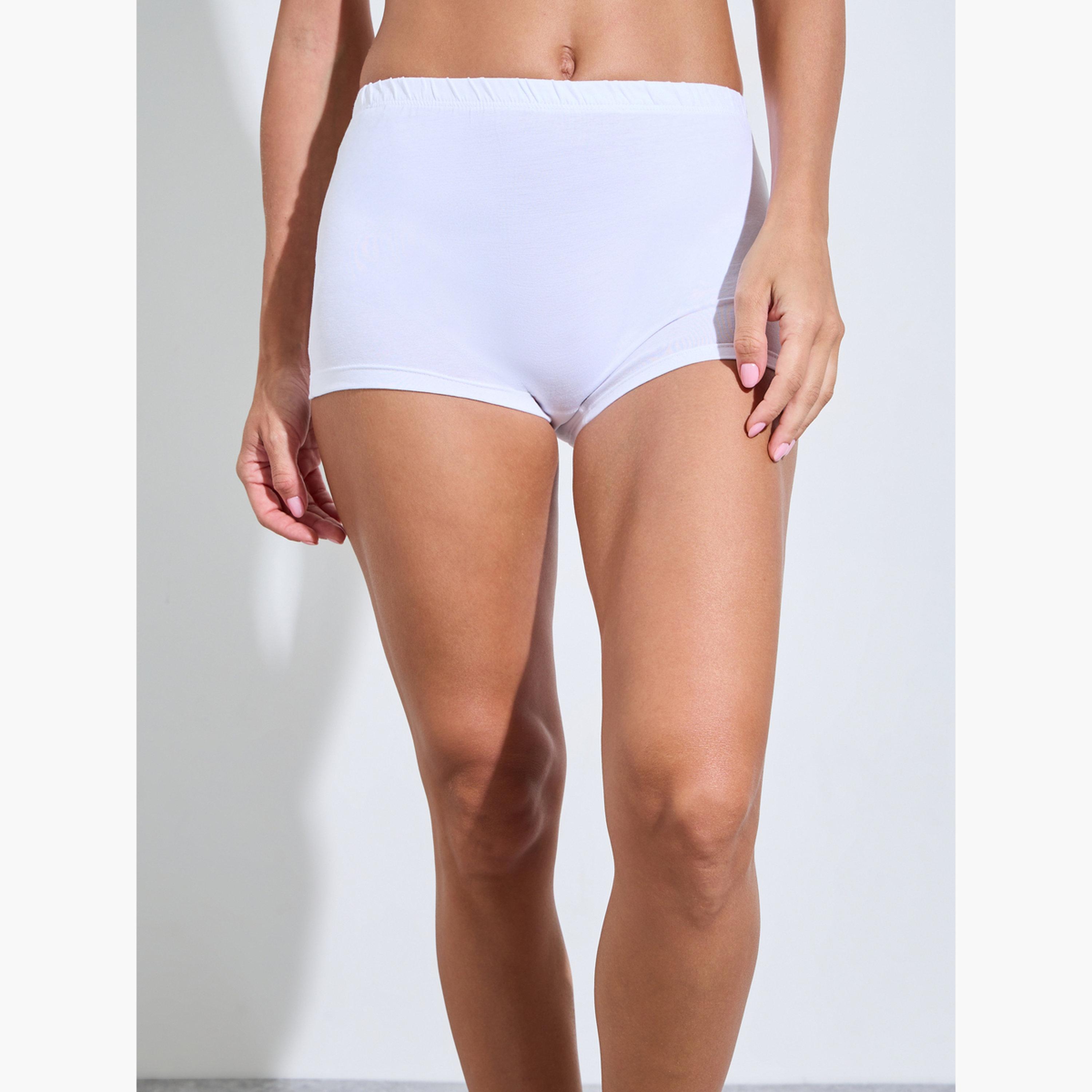 Styli Pack of 4 - Solid Cotton Elastic Waistband Boyshorts-women-clothing-lingerie-panties-image-6