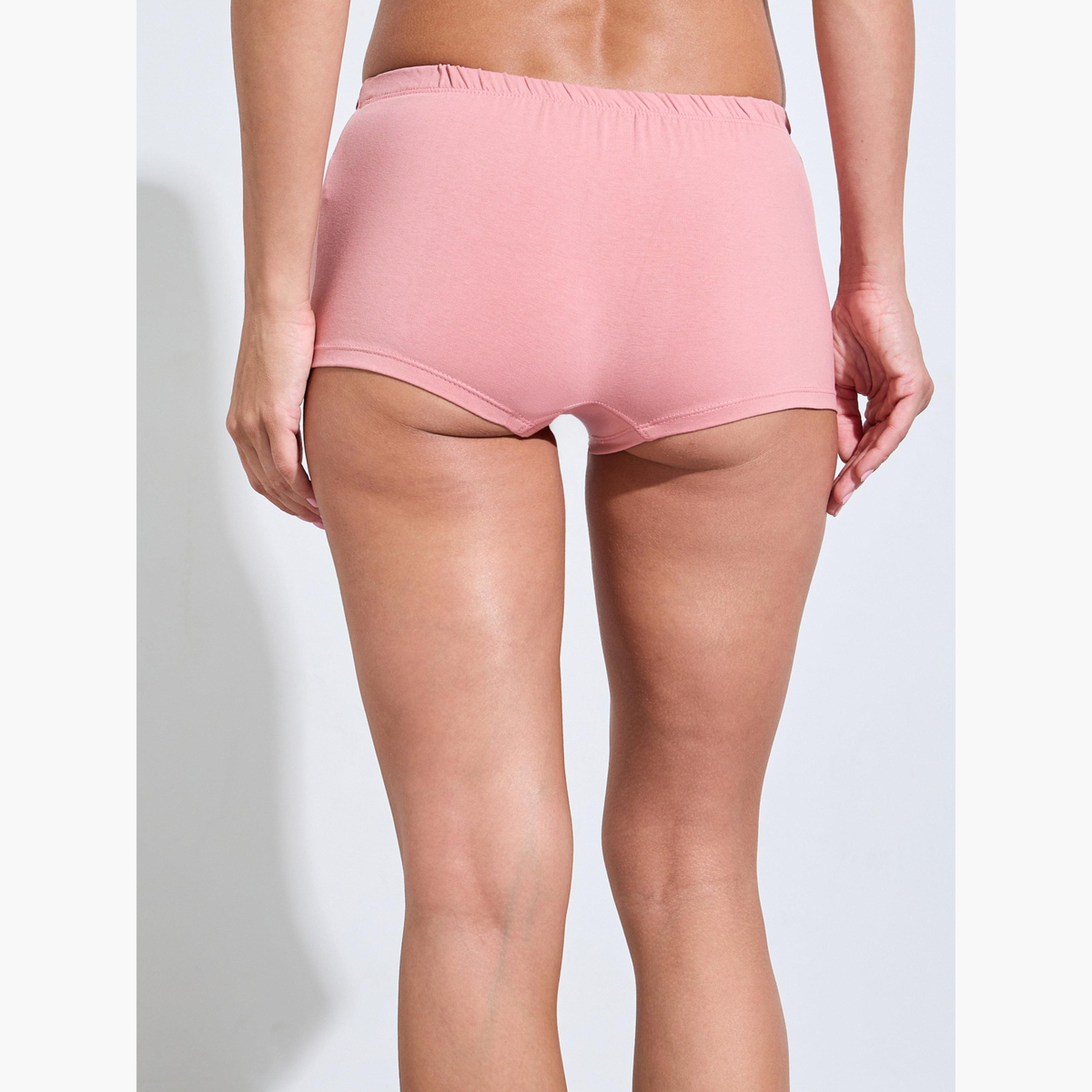 Styli Pack of 4 - Solid Cotton Elastic Waistband Boyshorts-women-clothing-lingerie-panties-image-8