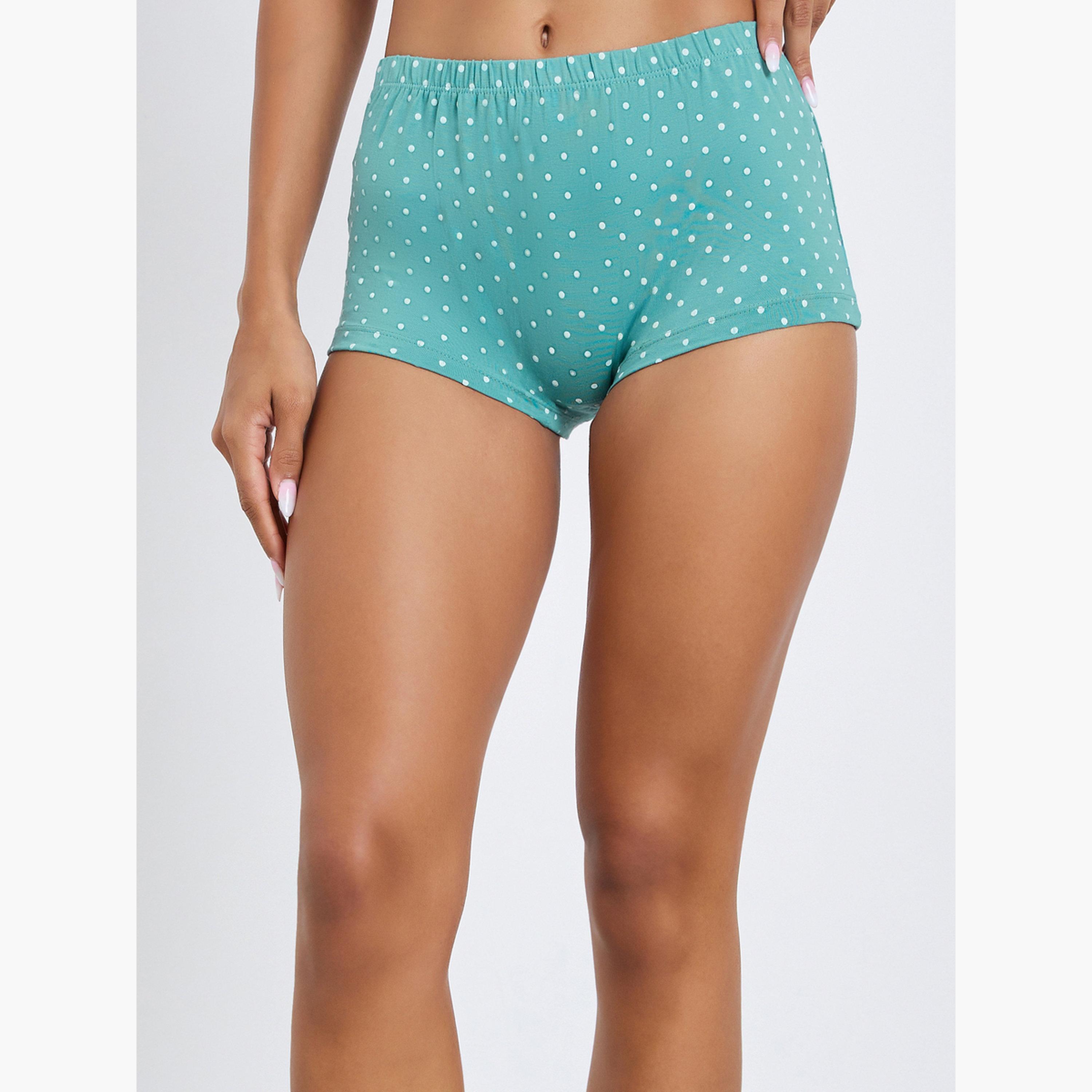 مجموعة من 4 بوي شورت سادة بخصر مطاطي-women-clothing-lingerie-panties-image-6