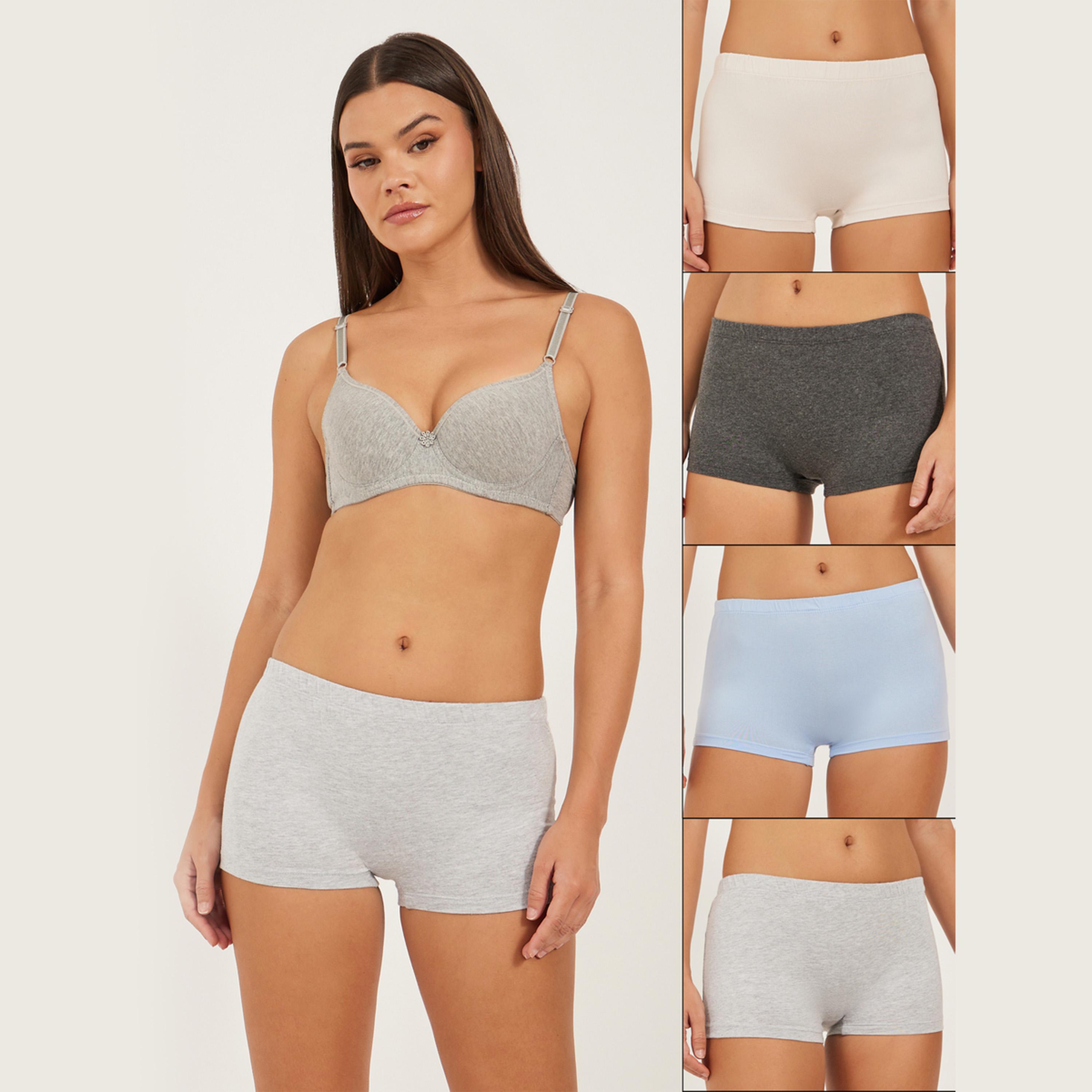 Styli Pack of 4 - Solid Elasticated Waistband Boyshorts-women-clothing-lingerie-panties-image-1
