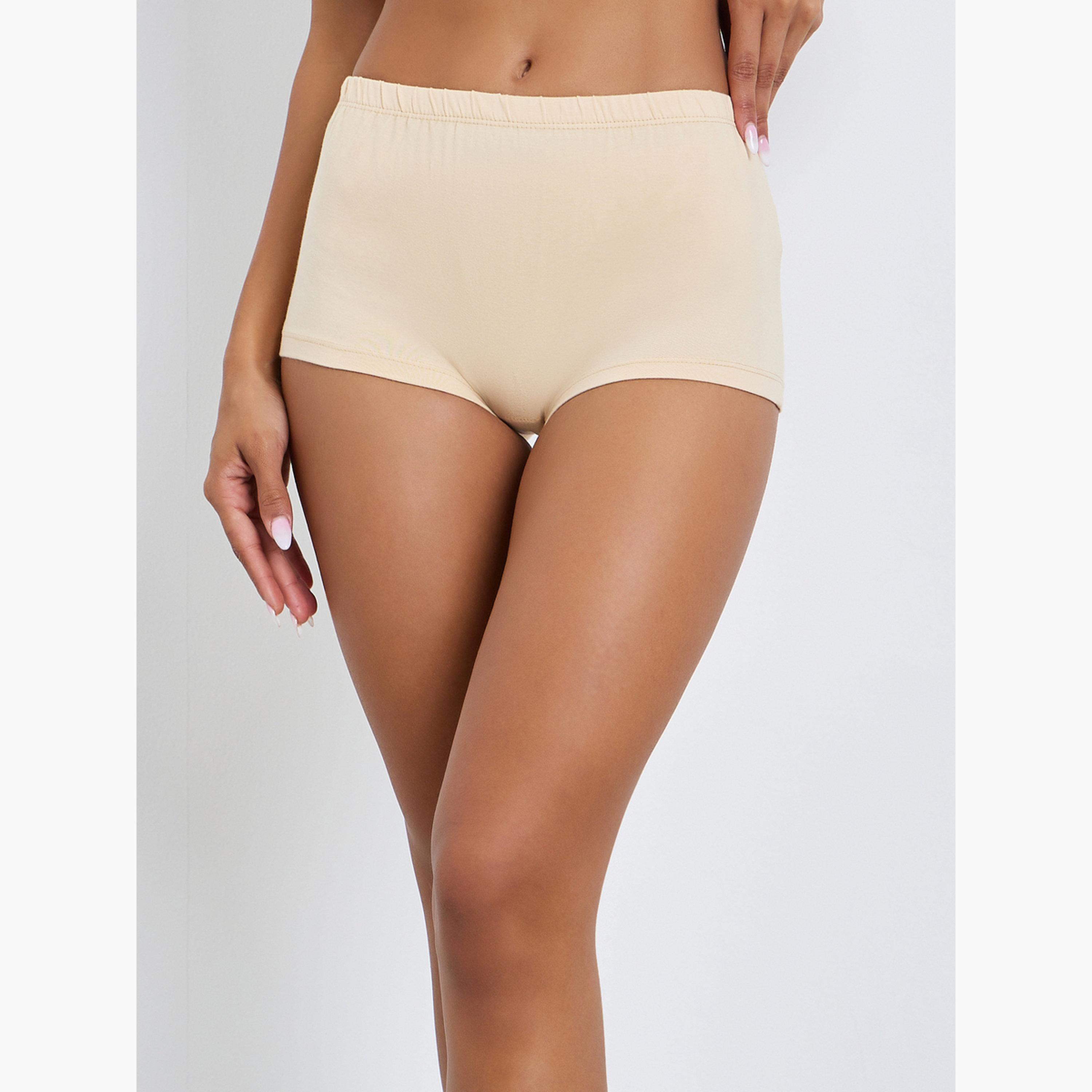 Styli Pack of 4 - Solid Cotton Elastic Waistband Boyshorts-women-clothing-lingerie-panties-image-5