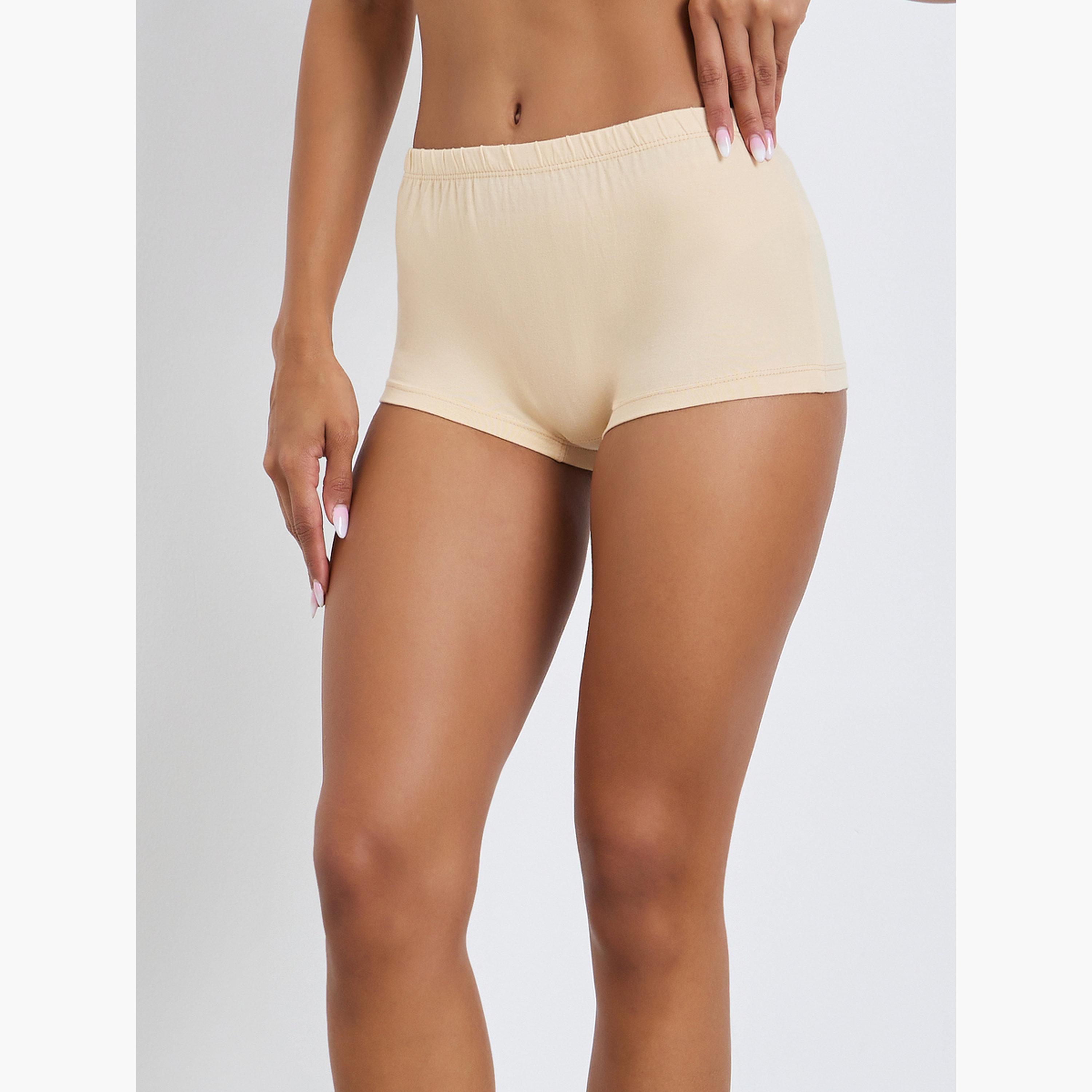 Styli Pack of 4 - Solid Cotton Elastic Waistband Boyshorts-women-clothing-lingerie-panties-image-6