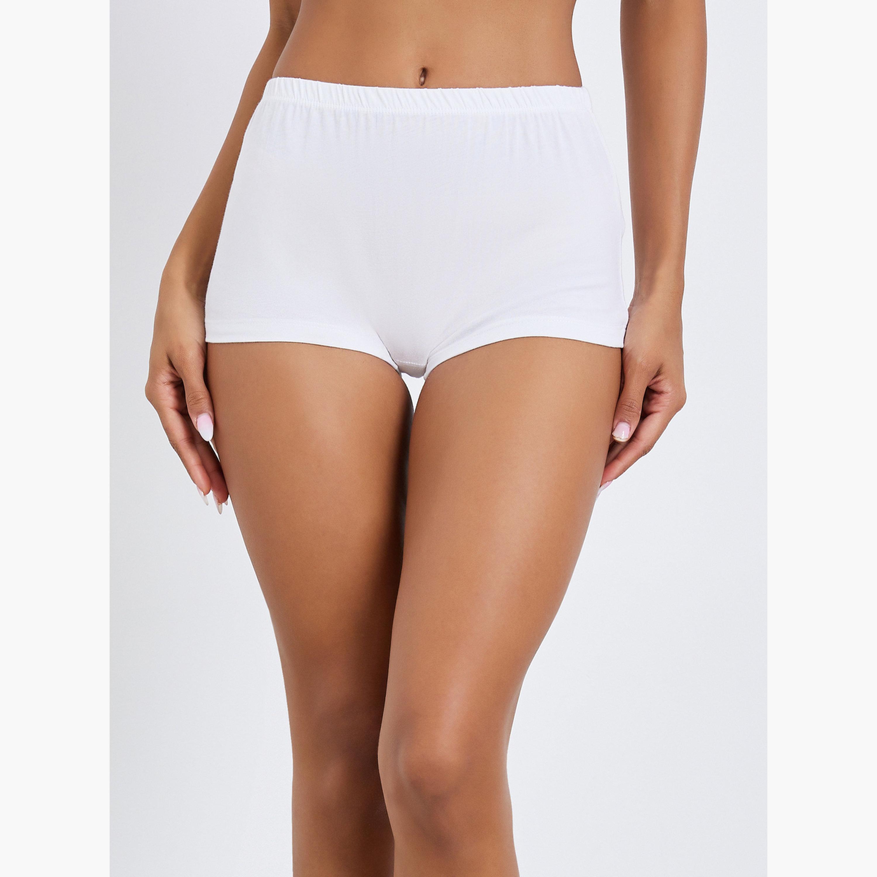 Styli Pack of 4 - Solid Cotton Elastic Waistband Boyshorts-women-clothing-lingerie-panties-image-3