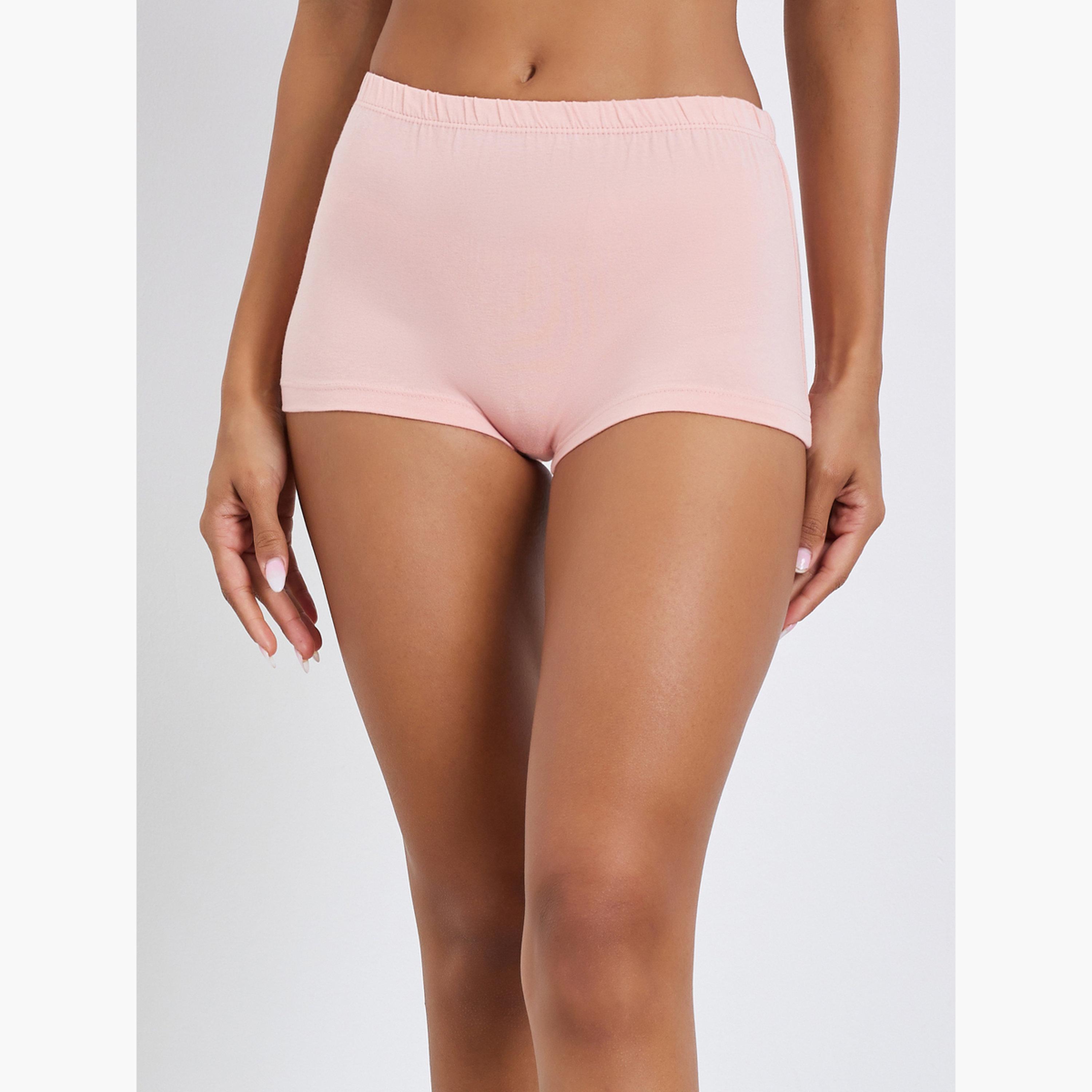 Styli Pack of 4 - Solid Cotton Elastic Waistband Boyshorts-women-clothing-lingerie-panties-image-5