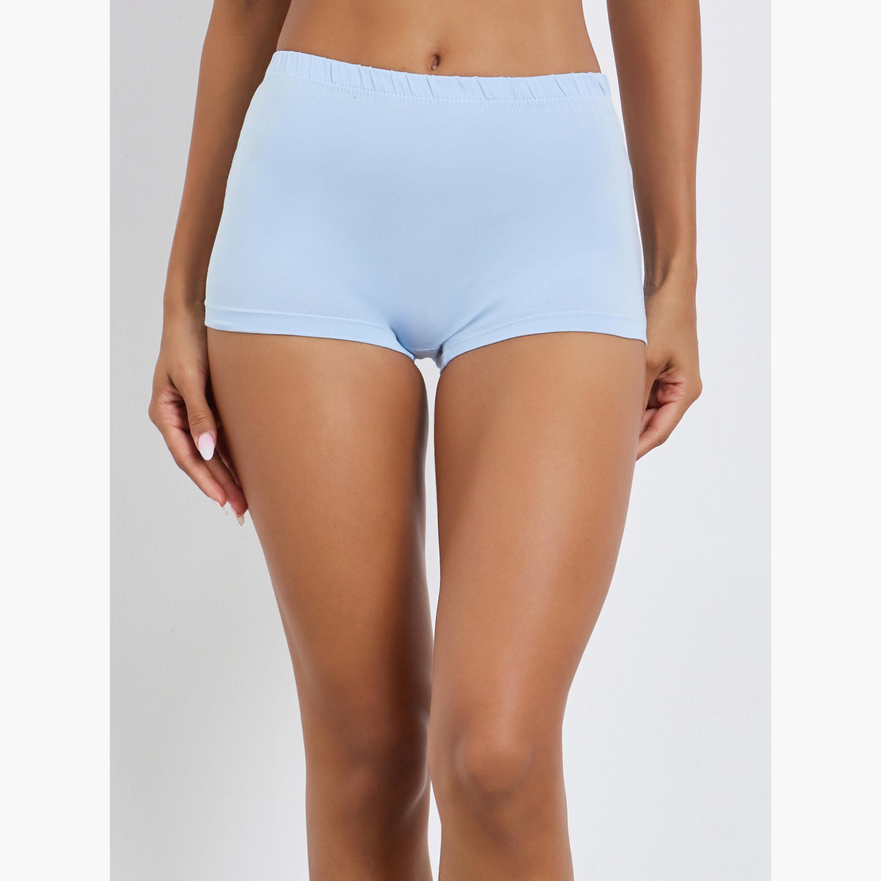Styli Pack of 4 - Solid Cotton Elastic Waistband Boyshorts-women-clothing-lingerie-panties-image-6