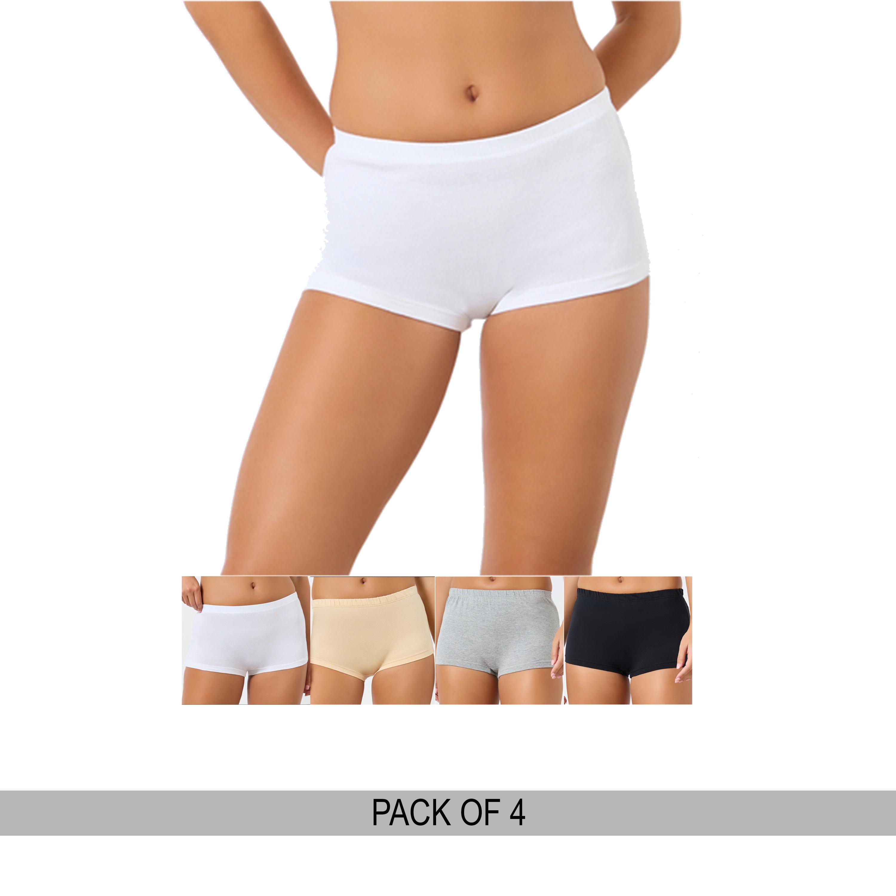 ستايلي - شورت قصير للأولاد من القطن السادة بحزام خصر مطاطي - 4 قطع-women-clothing-lingerie-panties-image-1