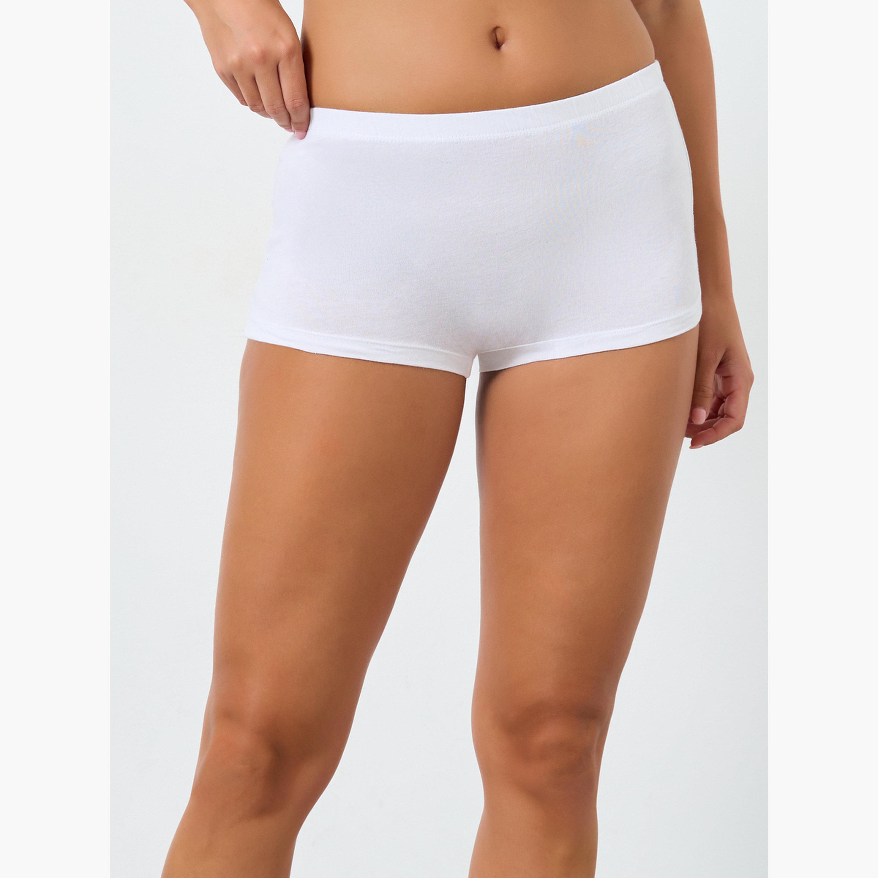 ستايلي - شورت قصير للأولاد من القطن السادة بحزام خصر مطاطي - 4 قطع-women-clothing-lingerie-panties-image-2