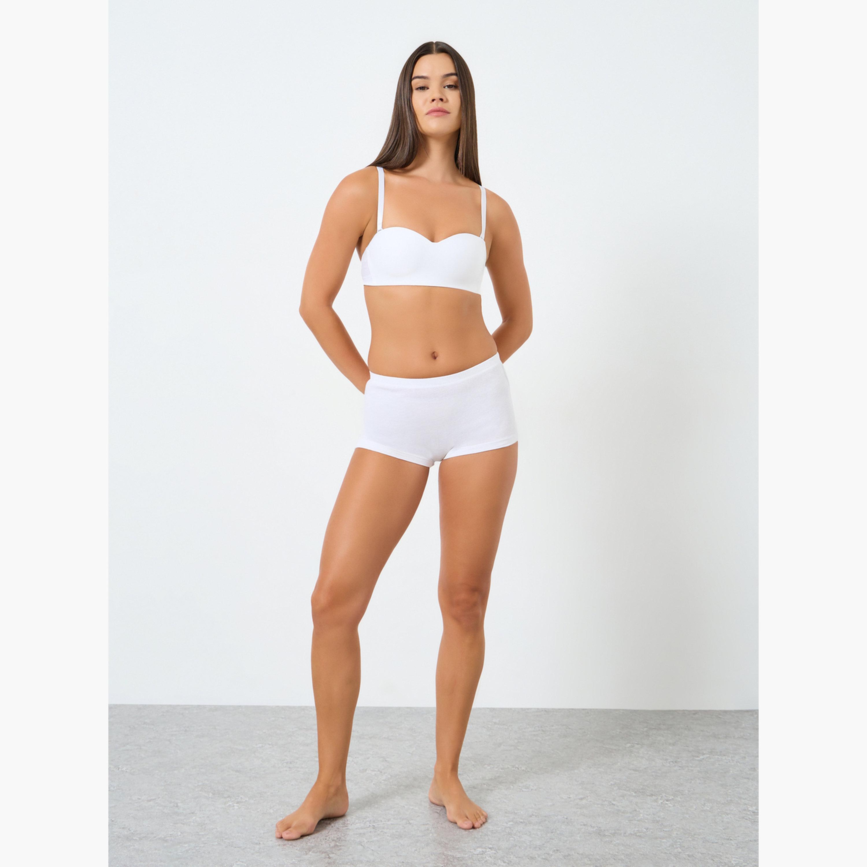 ستايلي - شورت قصير للأولاد من القطن السادة بحزام خصر مطاطي - 4 قطع-women-clothing-lingerie-panties-image-3
