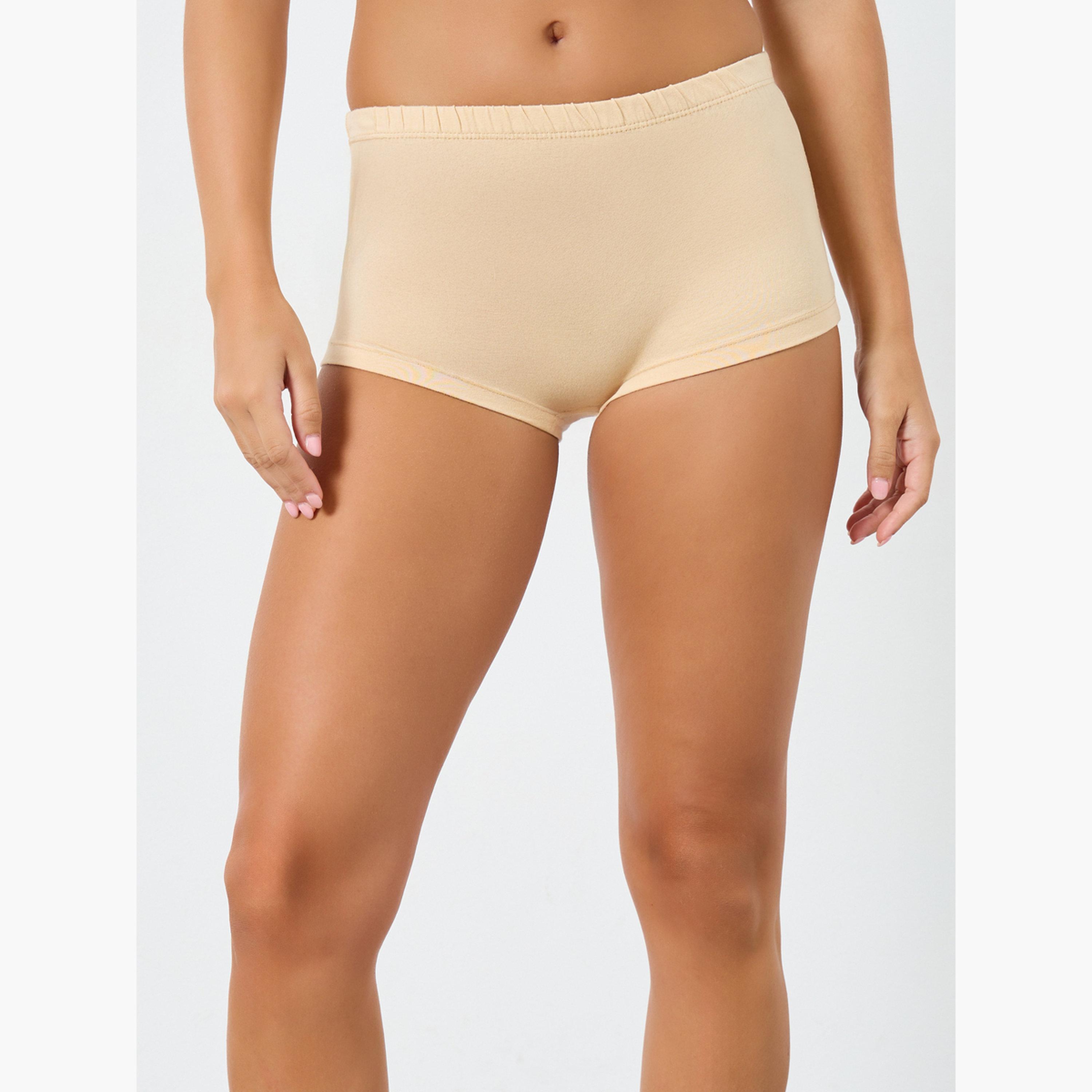 Styli Pack of 4 - Solid Cotton Elastic Waistband Boyshorts-women-clothing-lingerie-panties-image-6