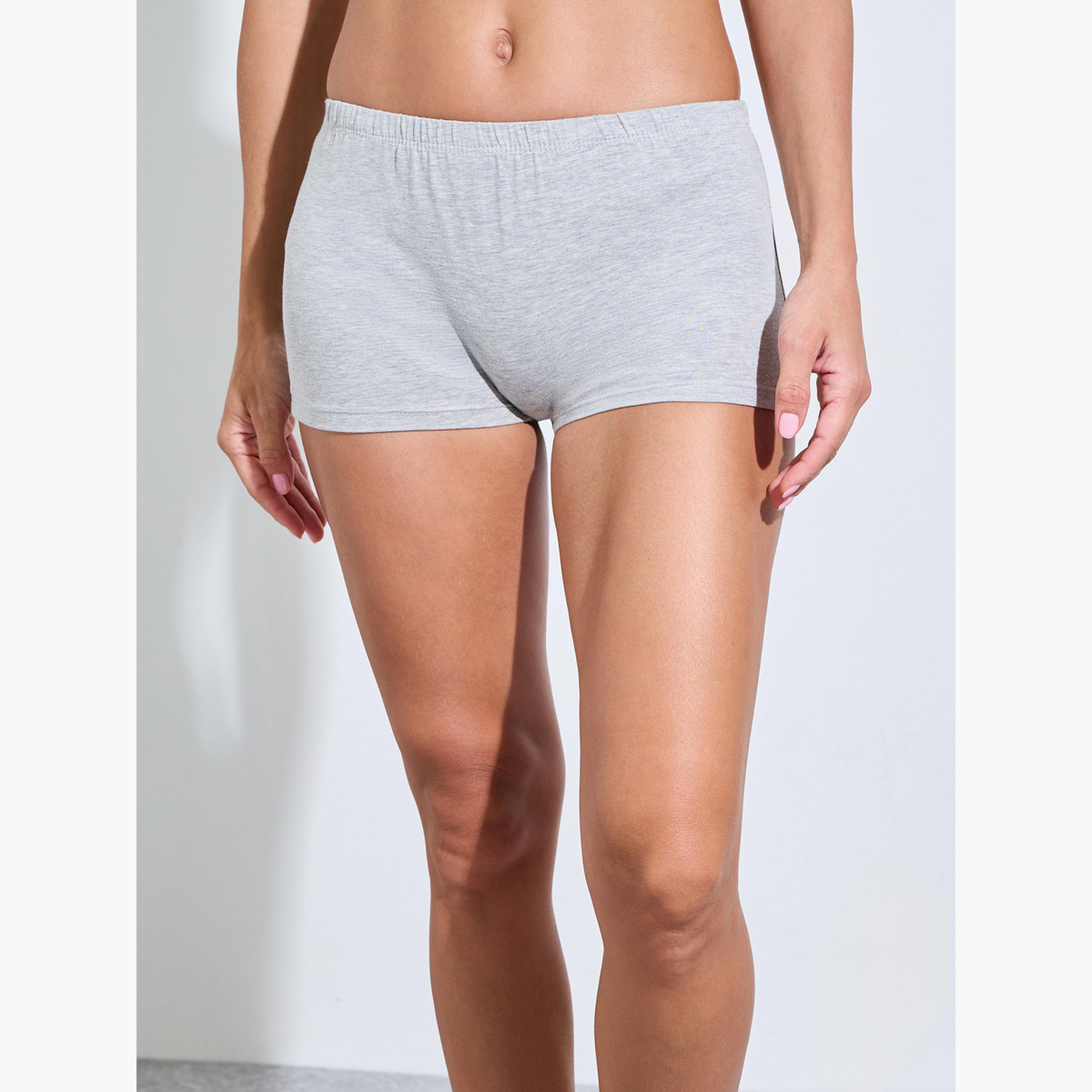 Styli Pack of 4 - Solid Cotton Elastic Waistband Boyshorts-women-clothing-lingerie-panties-image-2