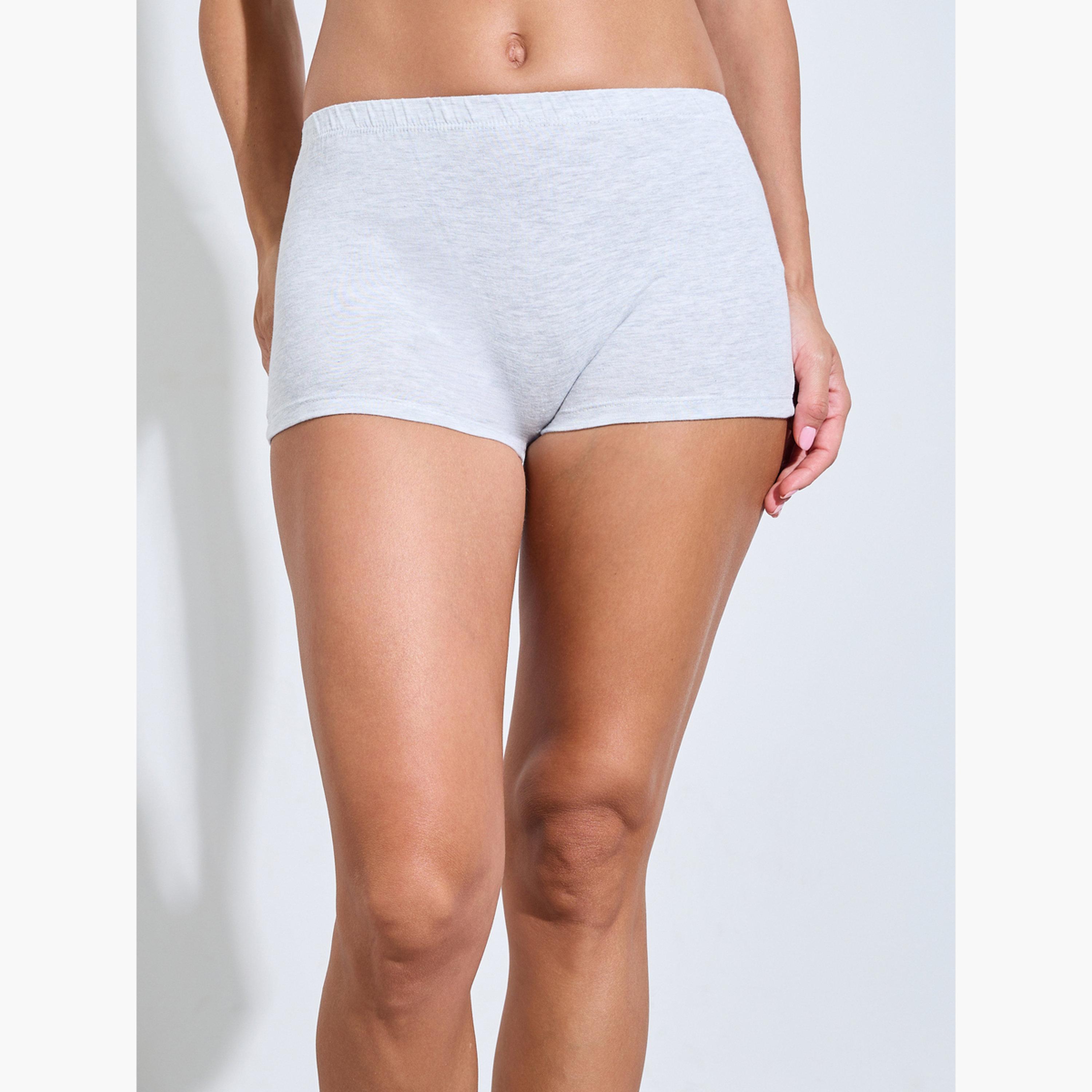 Styli Pack of 4 - Solid Cotton Elastic Waistband Boyshorts-women-clothing-lingerie-panties-image-4
