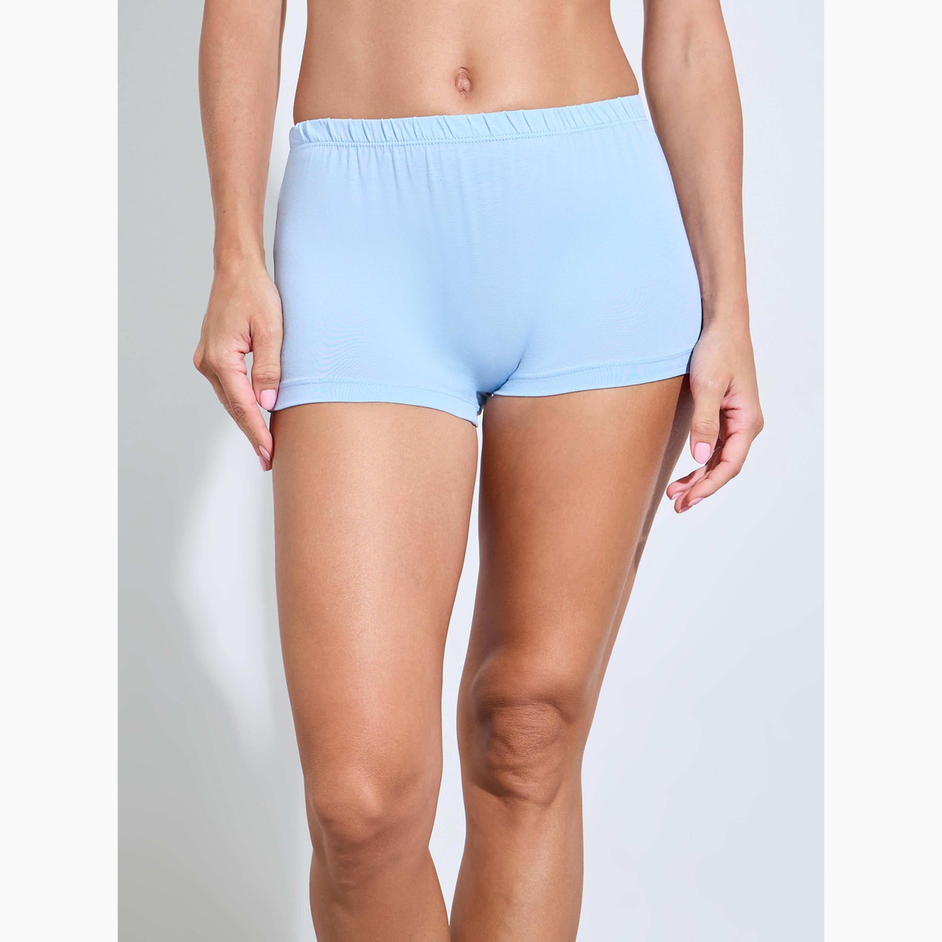Styli Pack of 4 - Solid Cotton Elastic Waistband Boyshorts-women-clothing-lingerie-panties-image-5