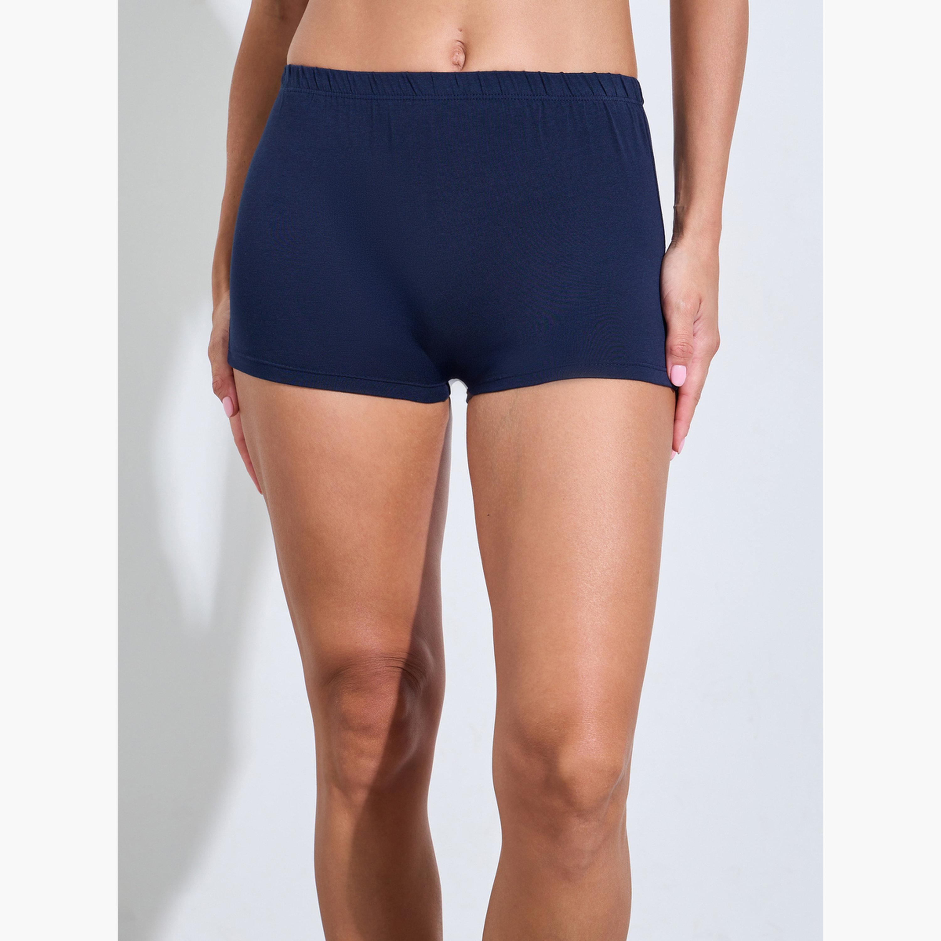 Styli Pack of 4 - Solid Cotton Elastic Waistband Boyshorts-women-clothing-lingerie-panties-image-6