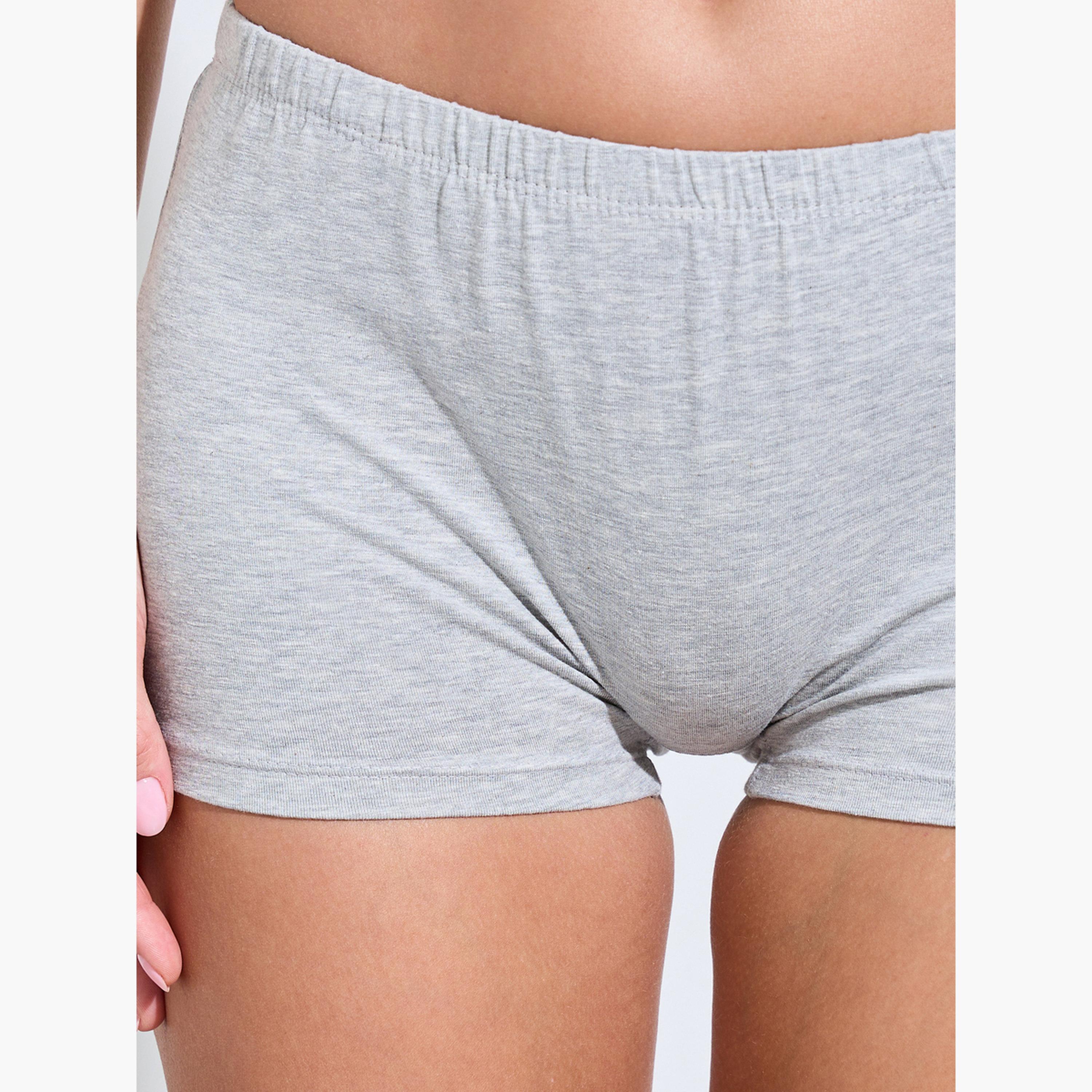 Styli Pack of 4 - Solid Cotton Elastic Waistband Boyshorts-women-clothing-lingerie-panties-image-7