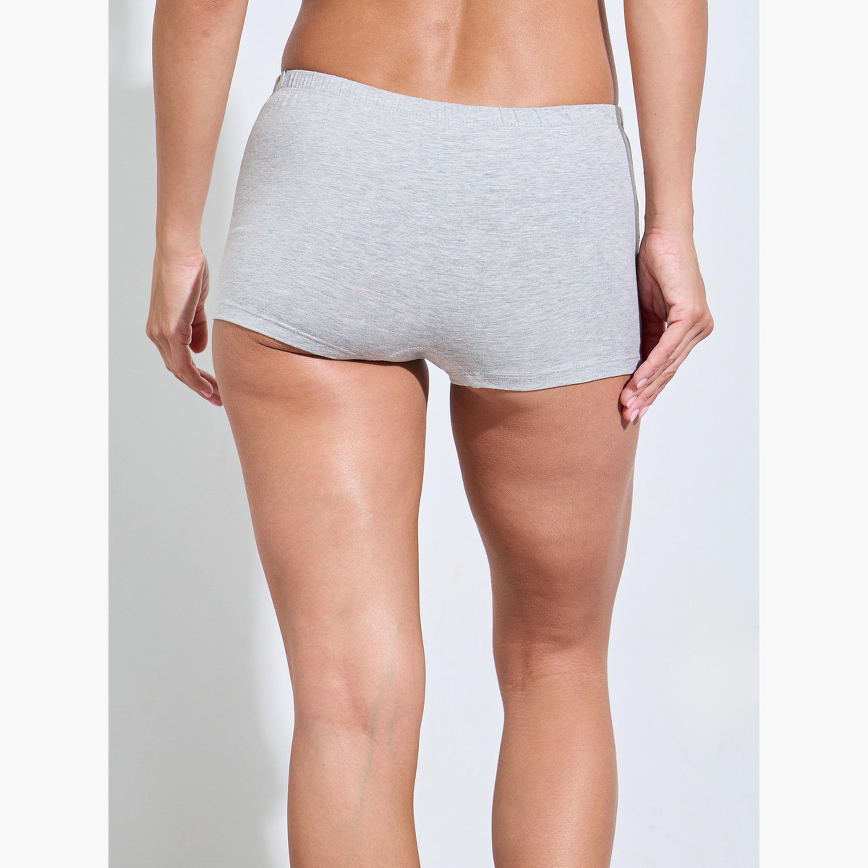 Styli Pack of 4 - Solid Cotton Elastic Waistband Boyshorts-women-clothing-lingerie-panties-image-8