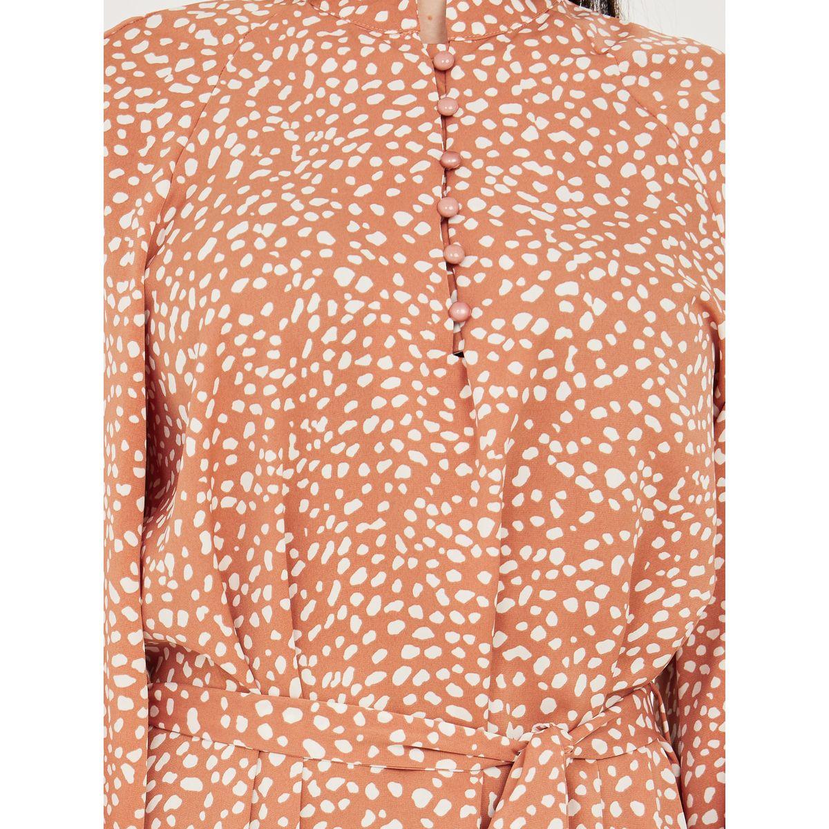 Styli Ditsy Print Maxi Dress with Mandarin Collar-women-clothing-dresses-image-3