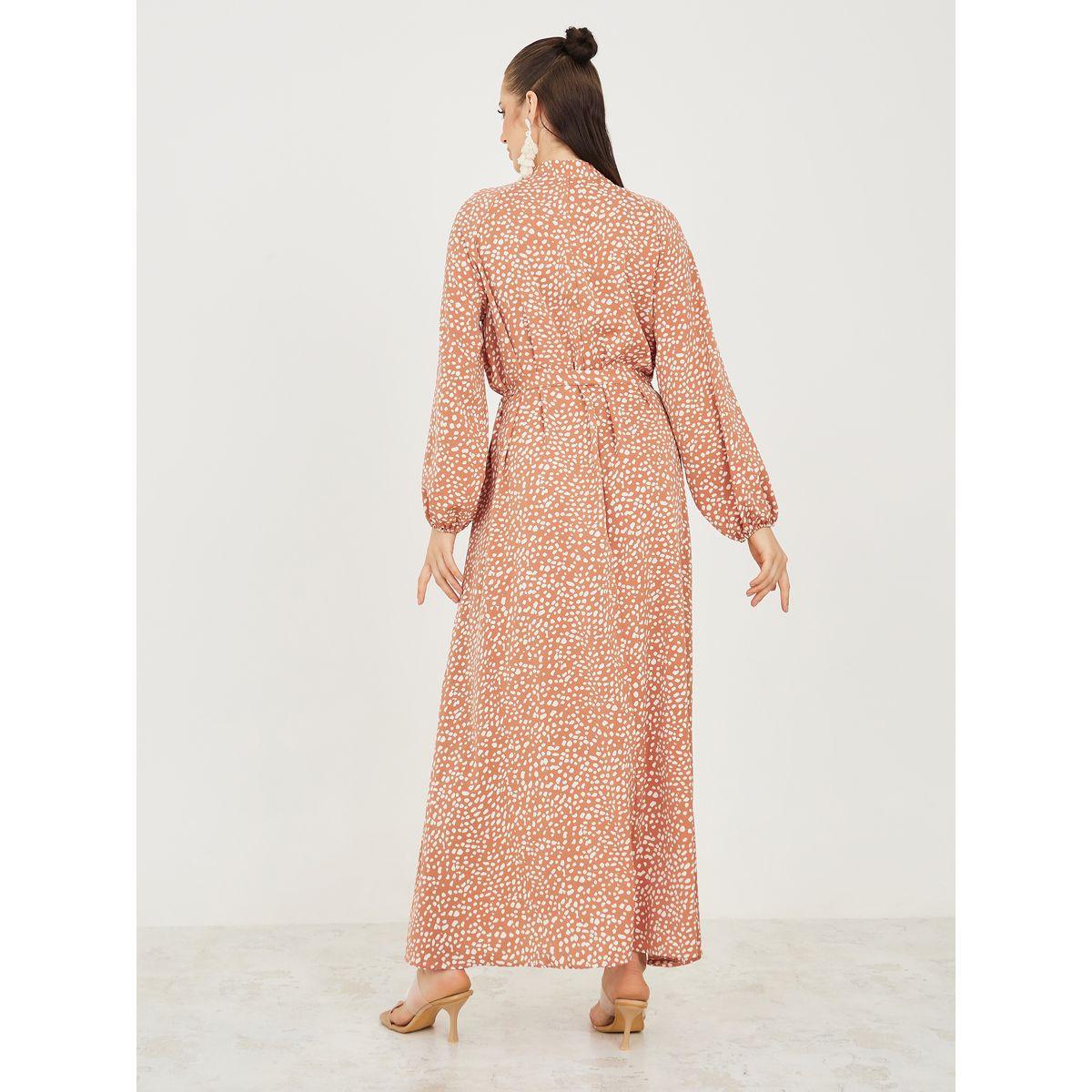 Styli Ditsy Print Maxi Dress with Mandarin Collar-women-clothing-dresses-image-4