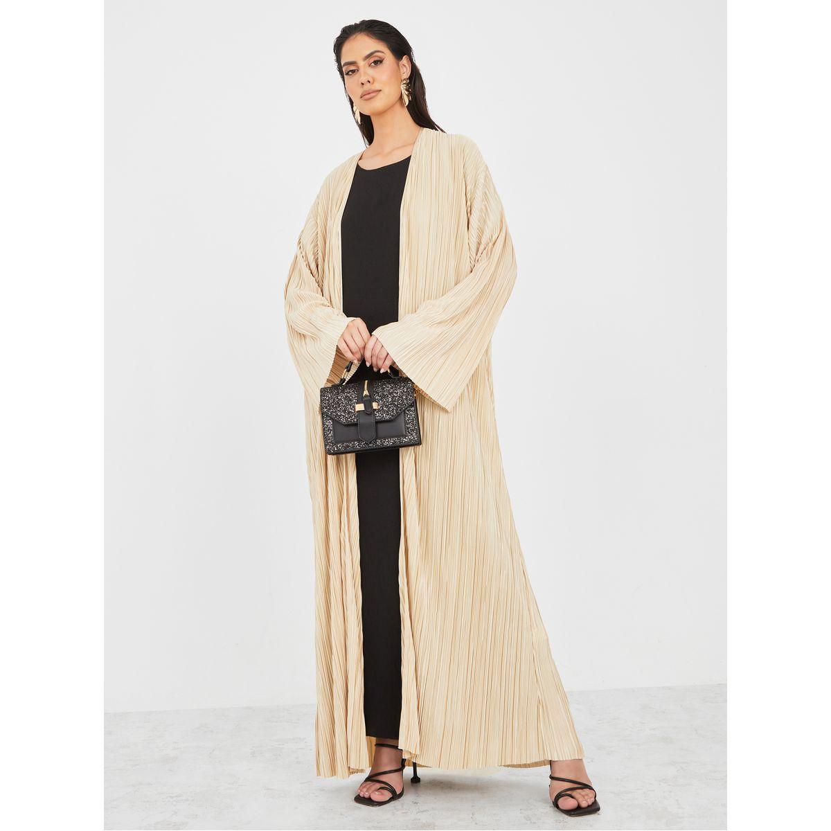 عباية بليسيه مفتوحة من الامام-women-arabicclothing-abayas-image-1